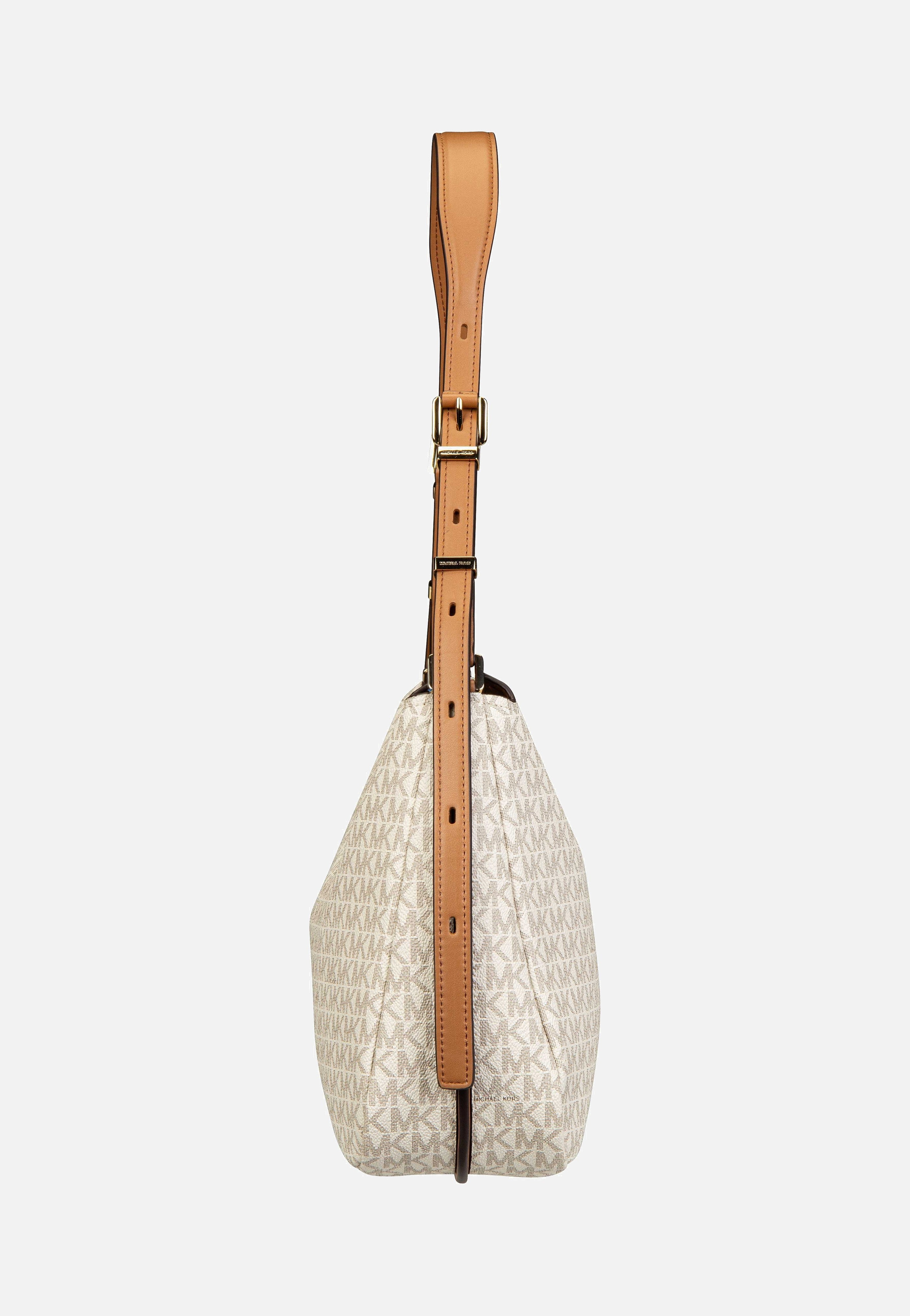 Michael Kors Nolita MD TZ Hobo Shoulder MK Sig Vanilla/Acorn Shoulder Bag