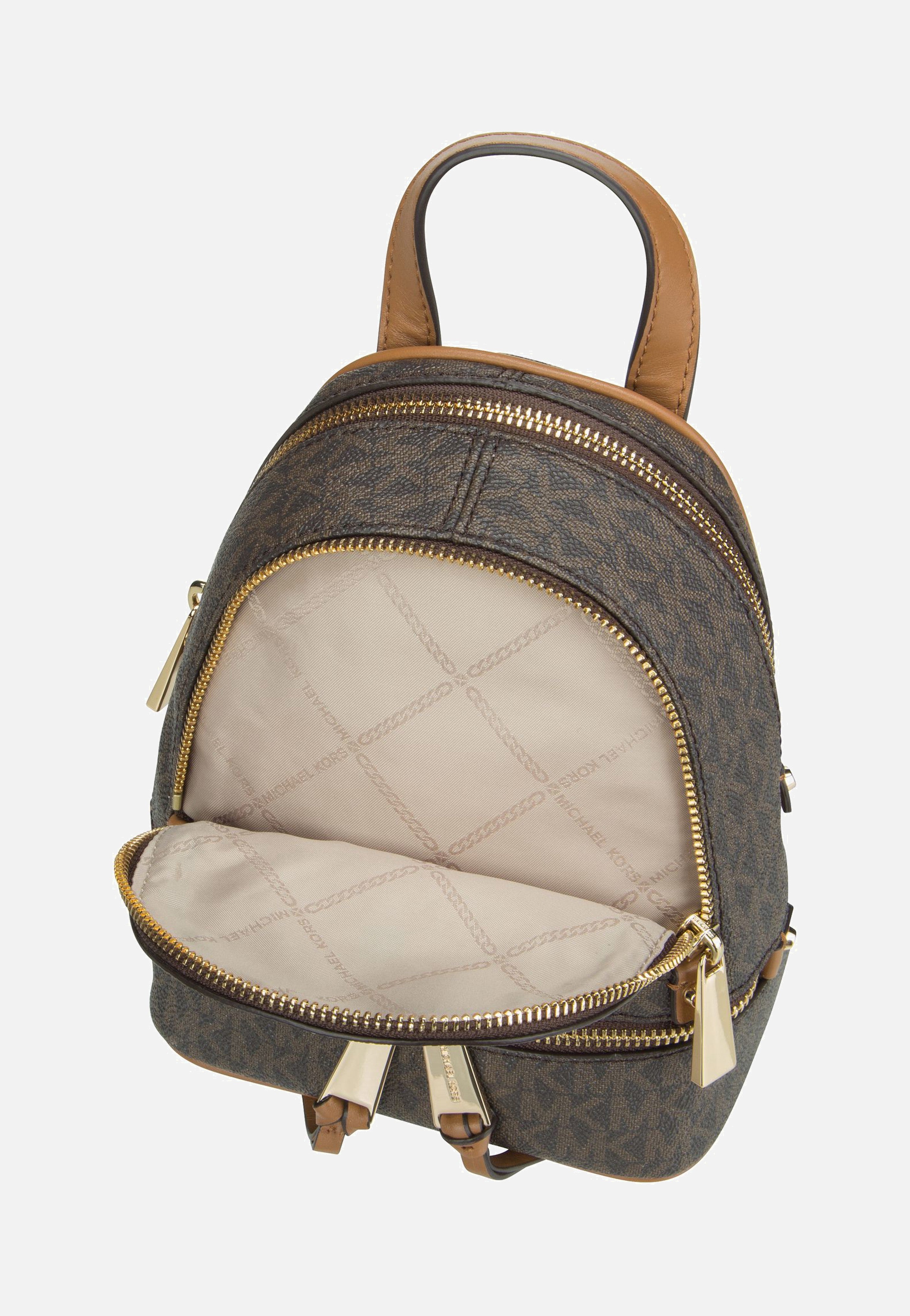 Michael Kors Rhea Zip XS MK Signature Brown - Backpack | Sakoi