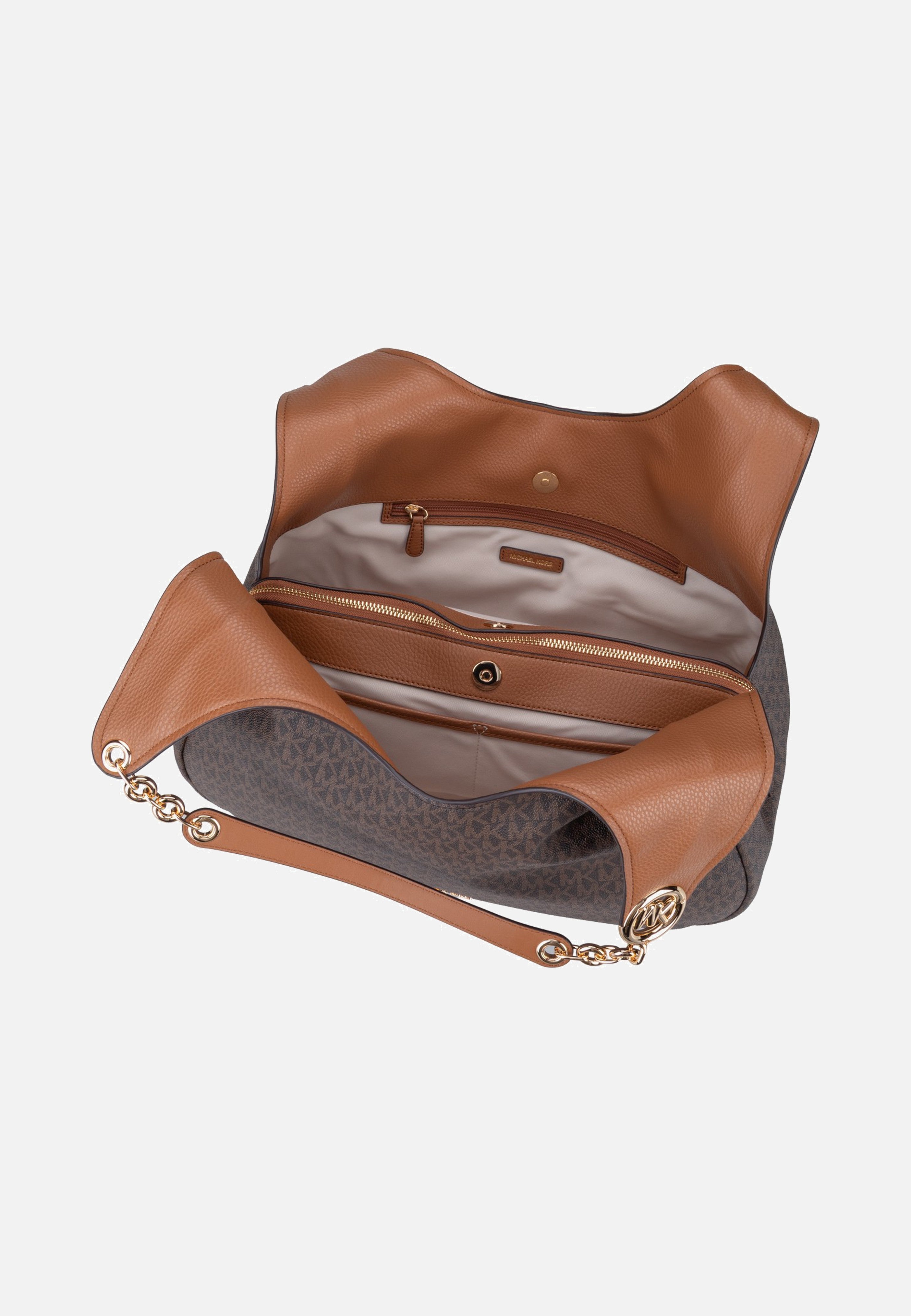Michael Kors Ellie LG Trpl Compt Shldr Tote Brown/Acorn Sac Hobo