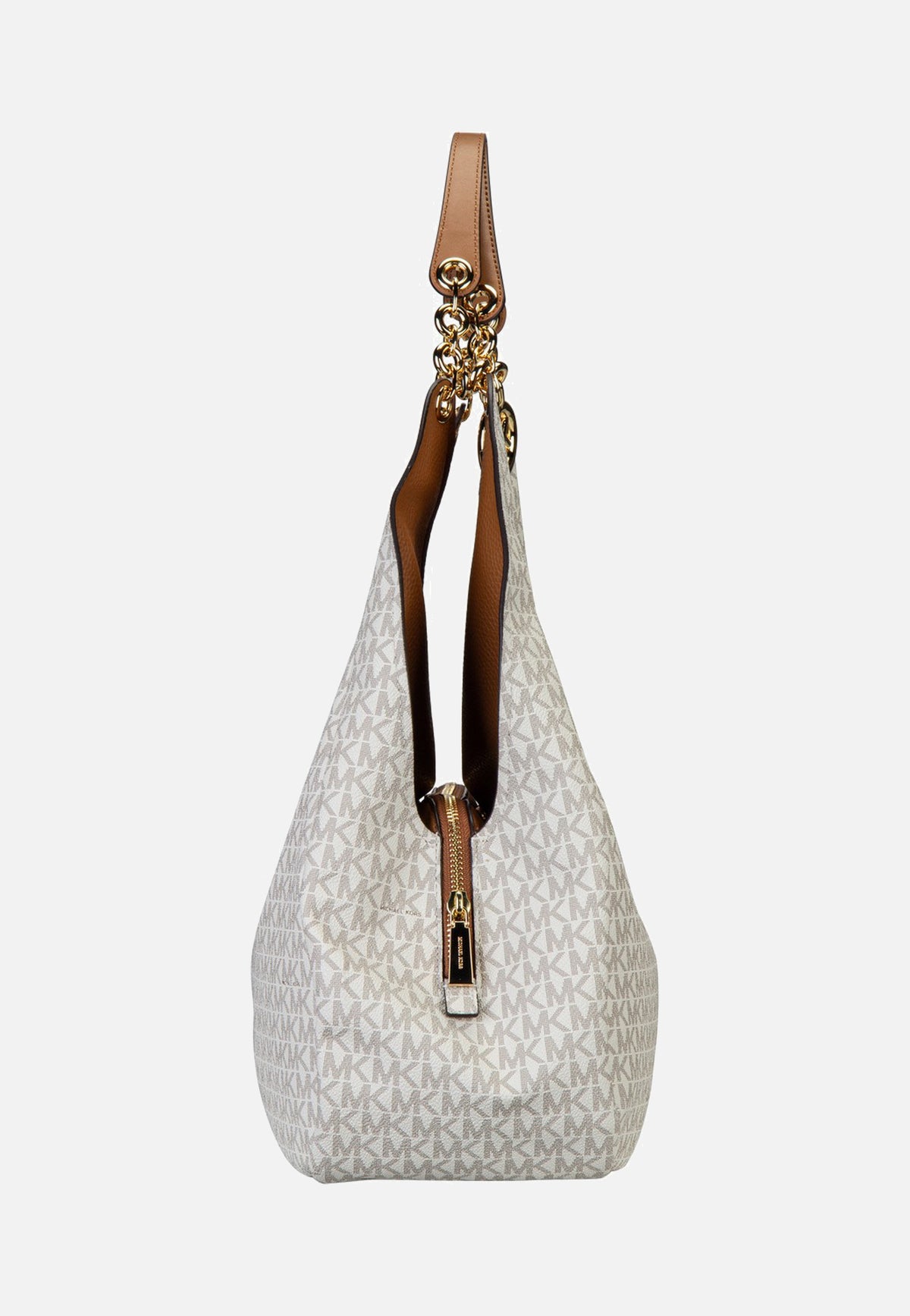 Michael Kors Ellie LG Trpl Compt Shldr Tote Vanilla/Acorn Hobo Bag