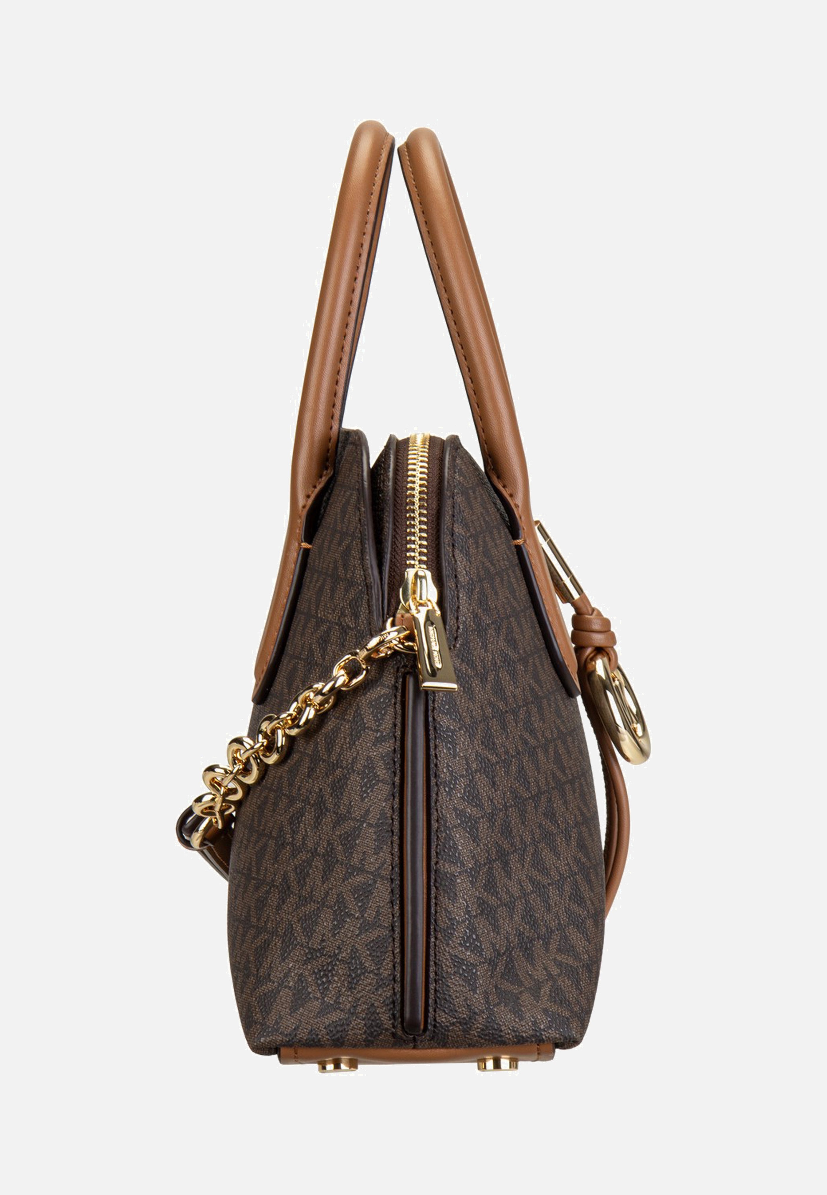 Michael Kors Freddie Medium Dome Chn Stchl Brown/Acorn Handle Bag