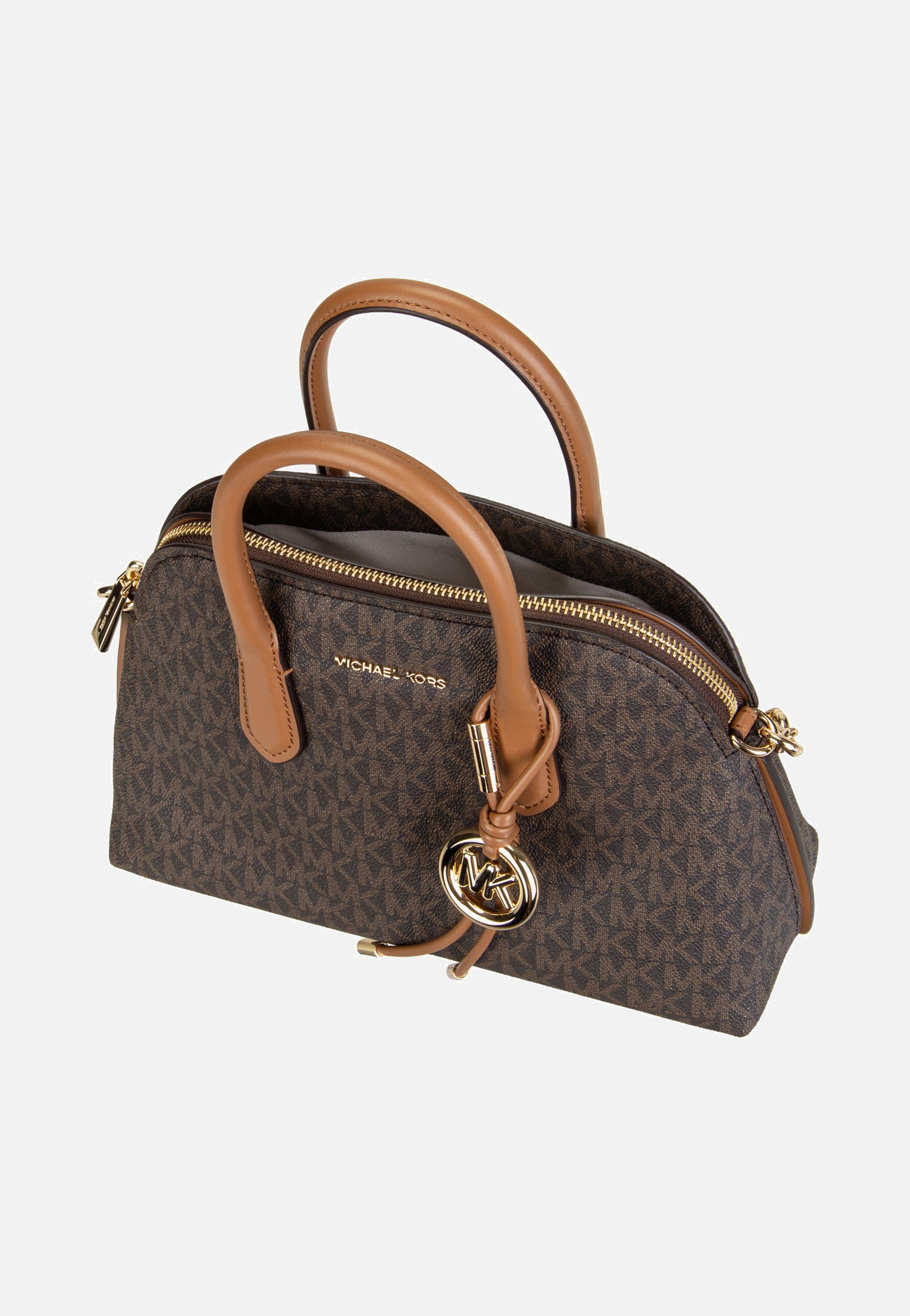 Michael Kors Freddie Medium Dome Chn Stchl Brown/Acorn Handle Bag