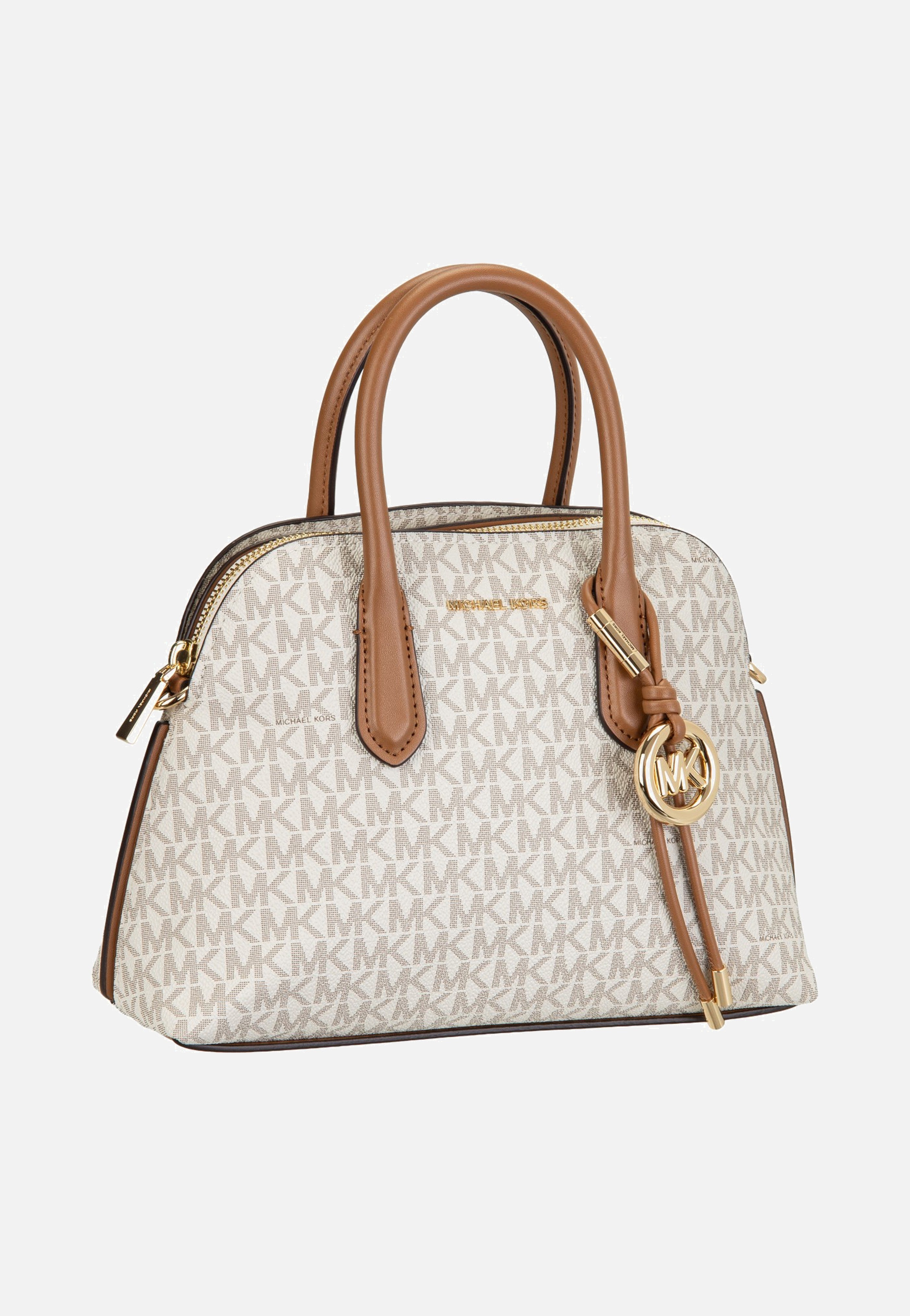 Michael Kors Freddie Medium Dome Chn Stchl Vanilla/Acorn Handle Bag
