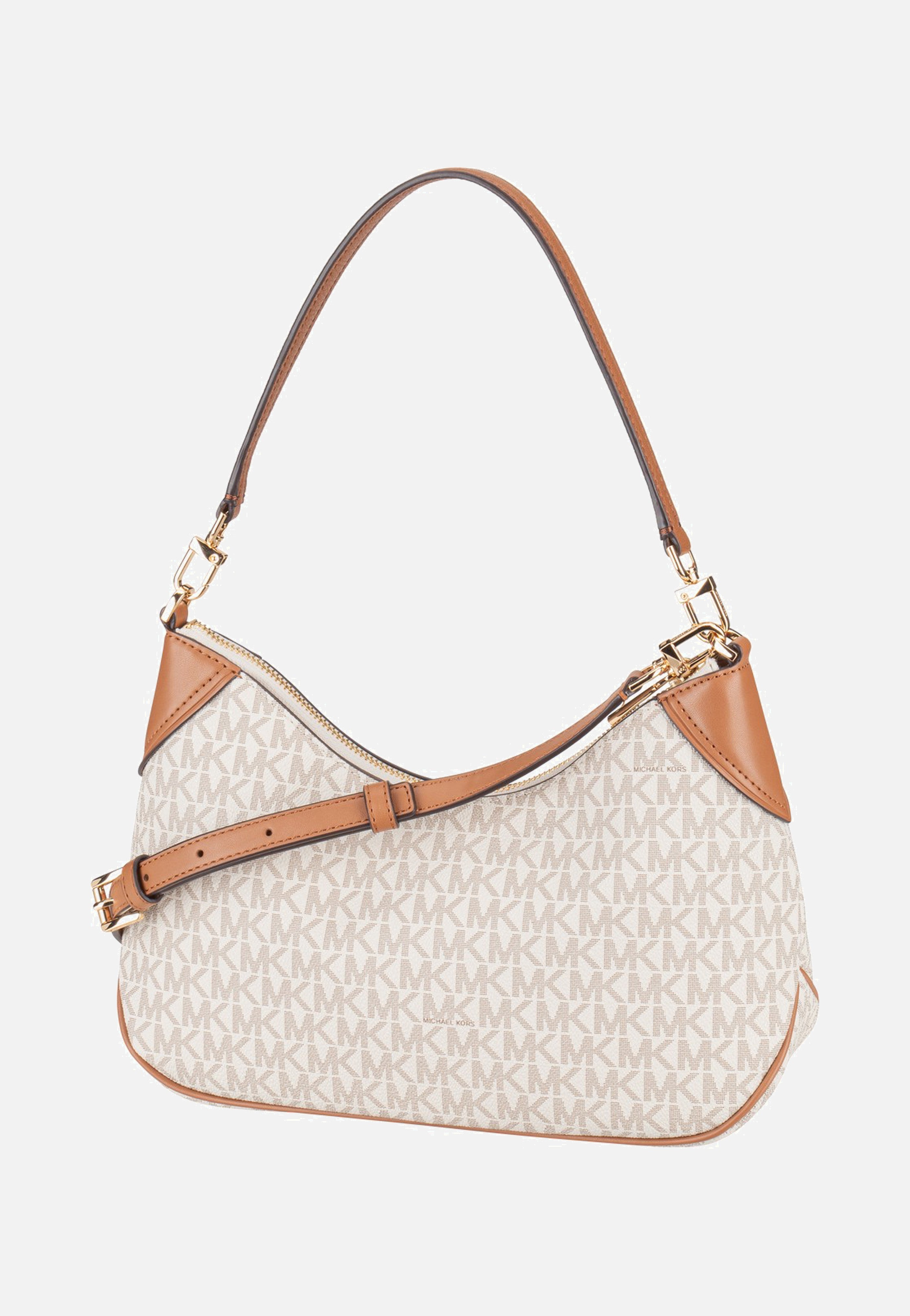 Michael Kors Jet Set MD Conv Pouchette Xbody Vanilla/Acorn Shoulder Bag