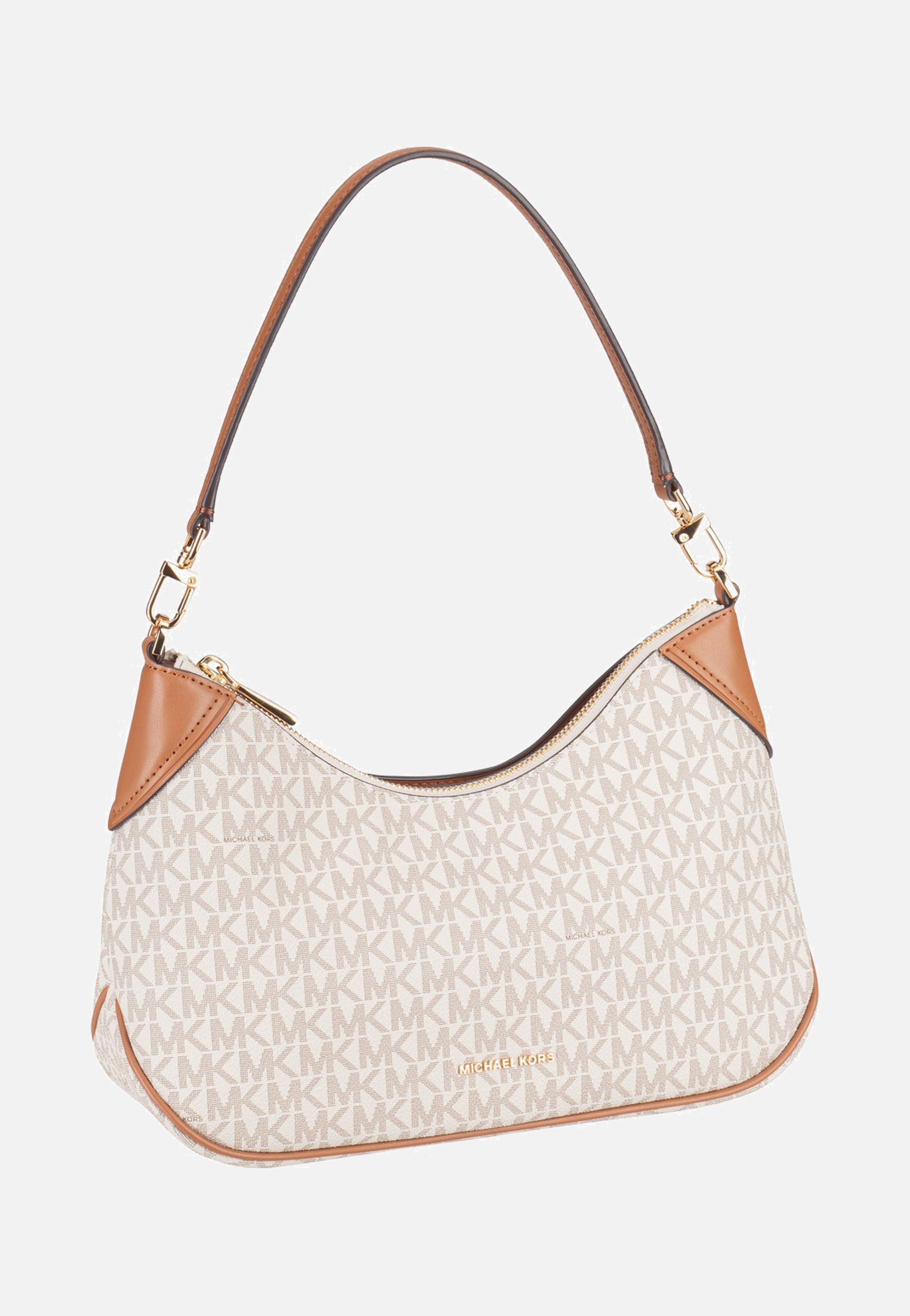 Michael Kors Jet Set MD Conv Pouchette Xbody Vanilla/Acorn Shoulder Bag