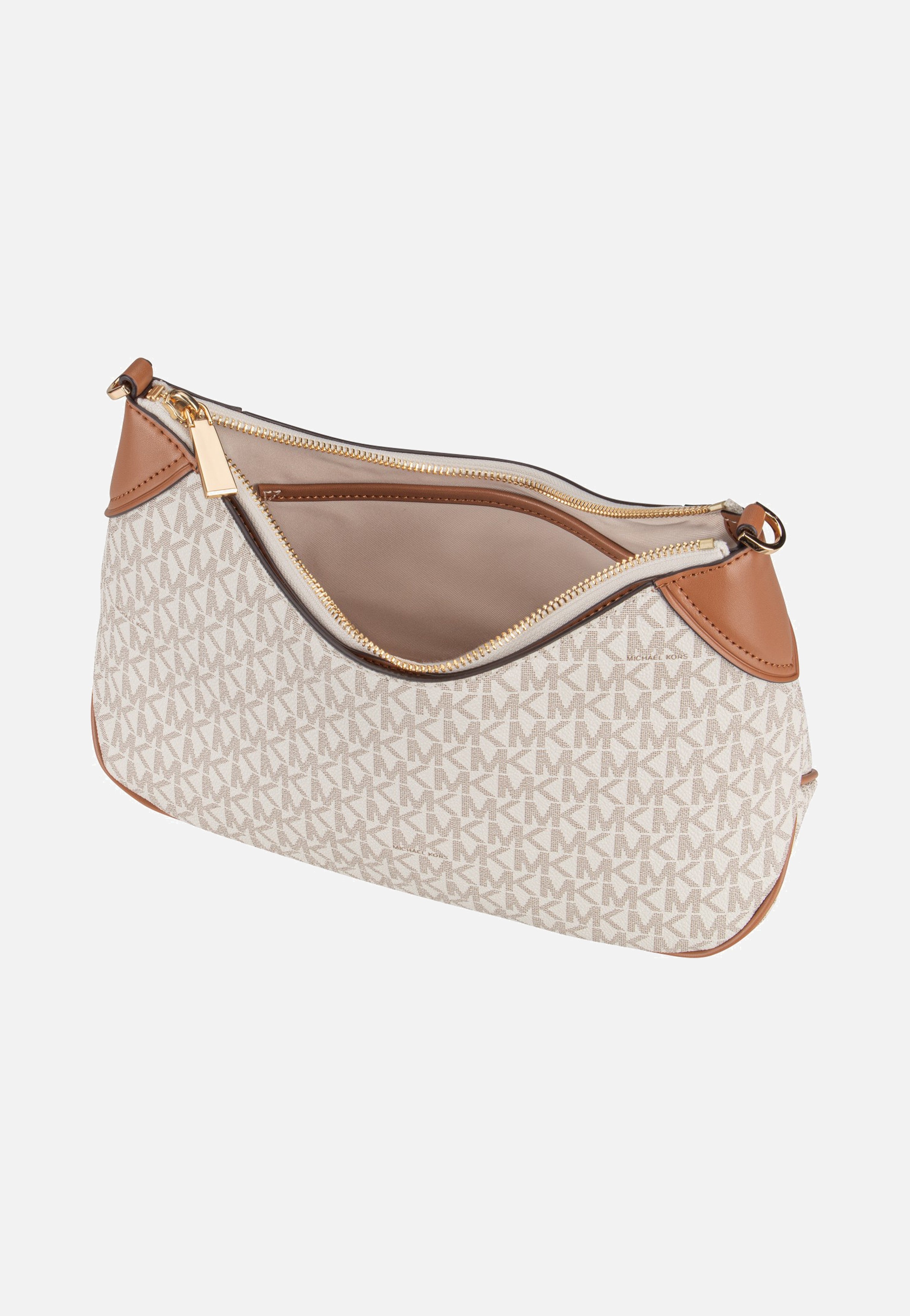 Michael Kors Jet Set MD Conv Pouchette Xbody Vanilla/Acorn Shoulder Bag