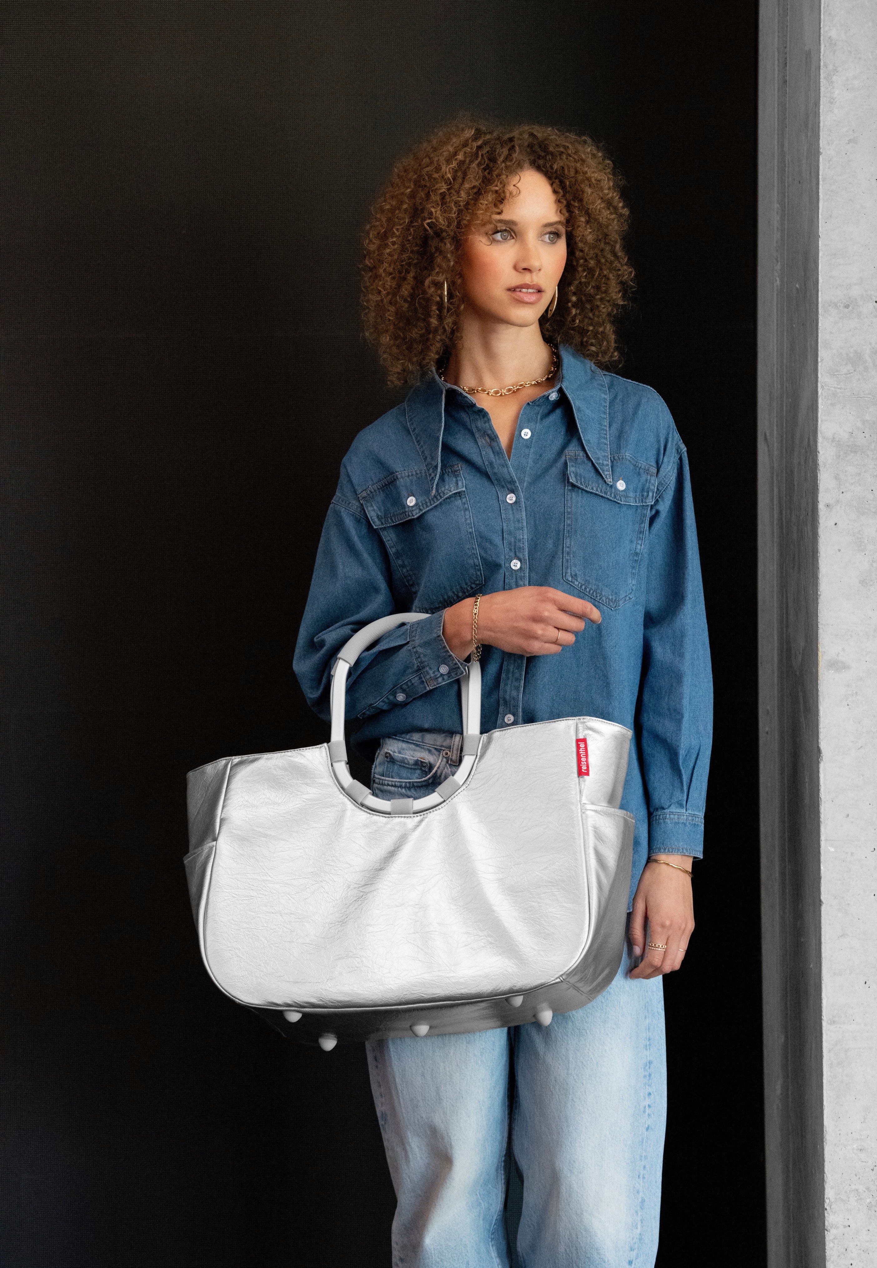 reisenthel Loopshopper L Silver Crackle Shopping Basket