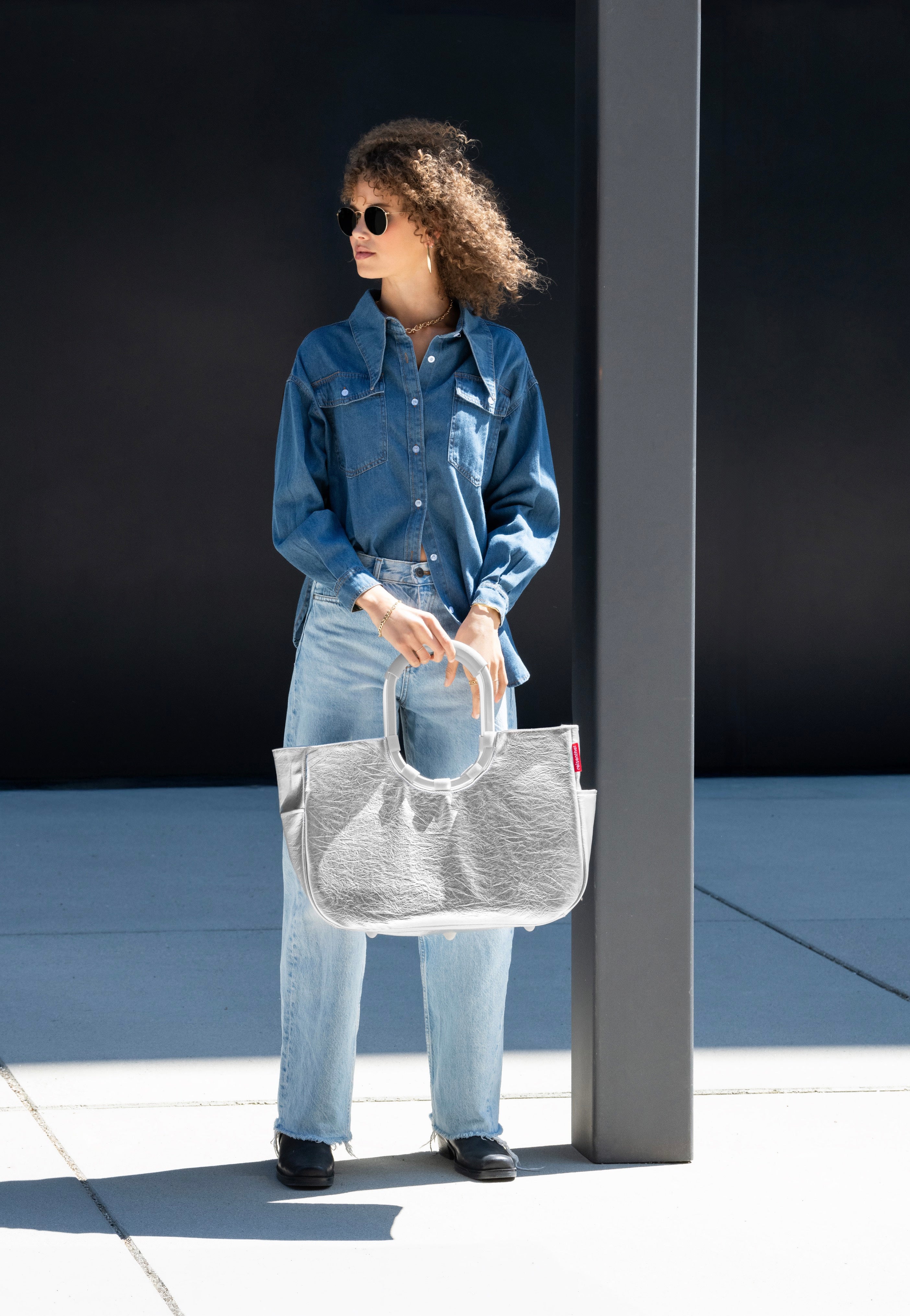 reisenthel Loopshopper L Silver Crackle Shopping Basket