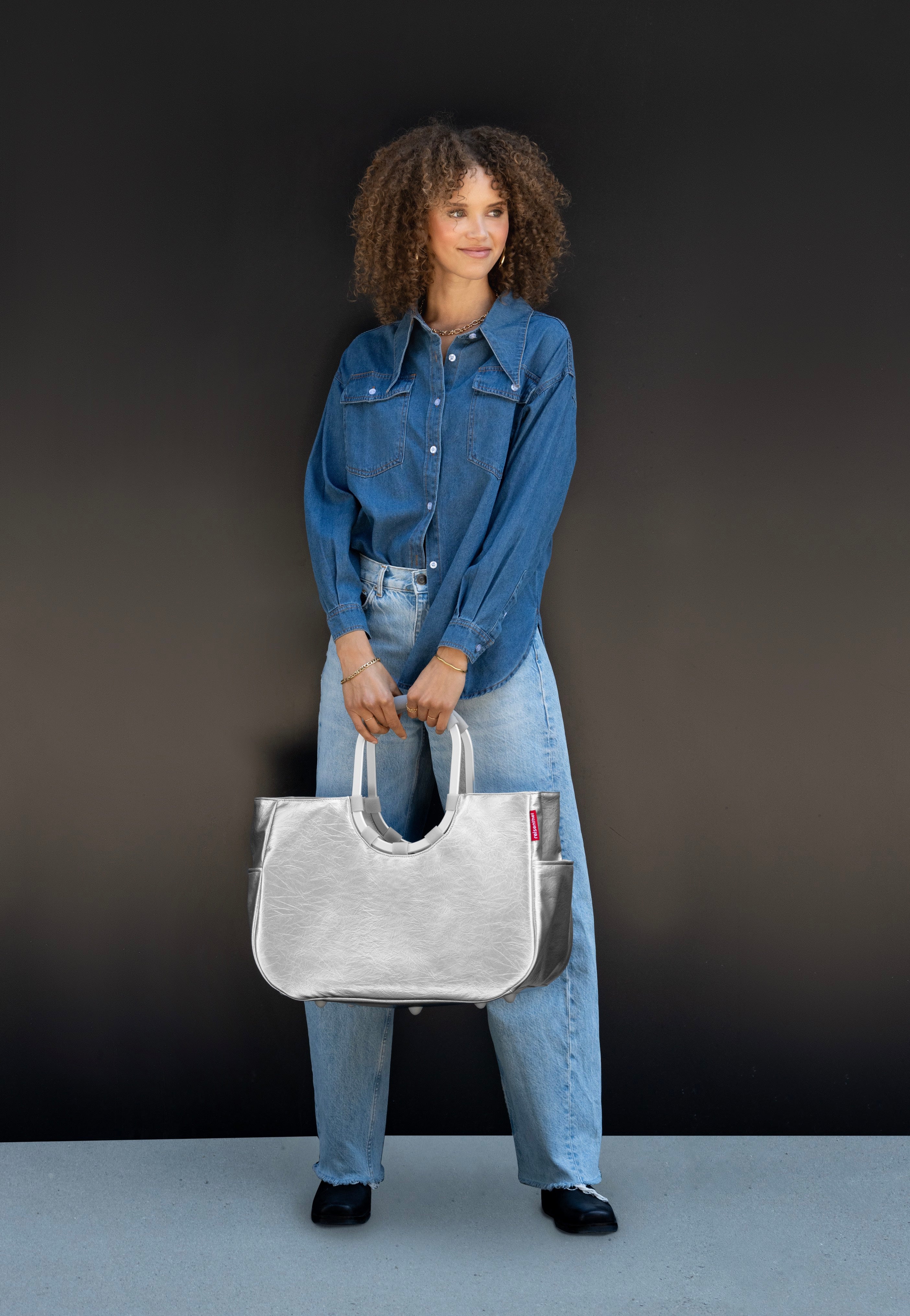 reisenthel Loopshopper L Silver Crackle Shopping Basket