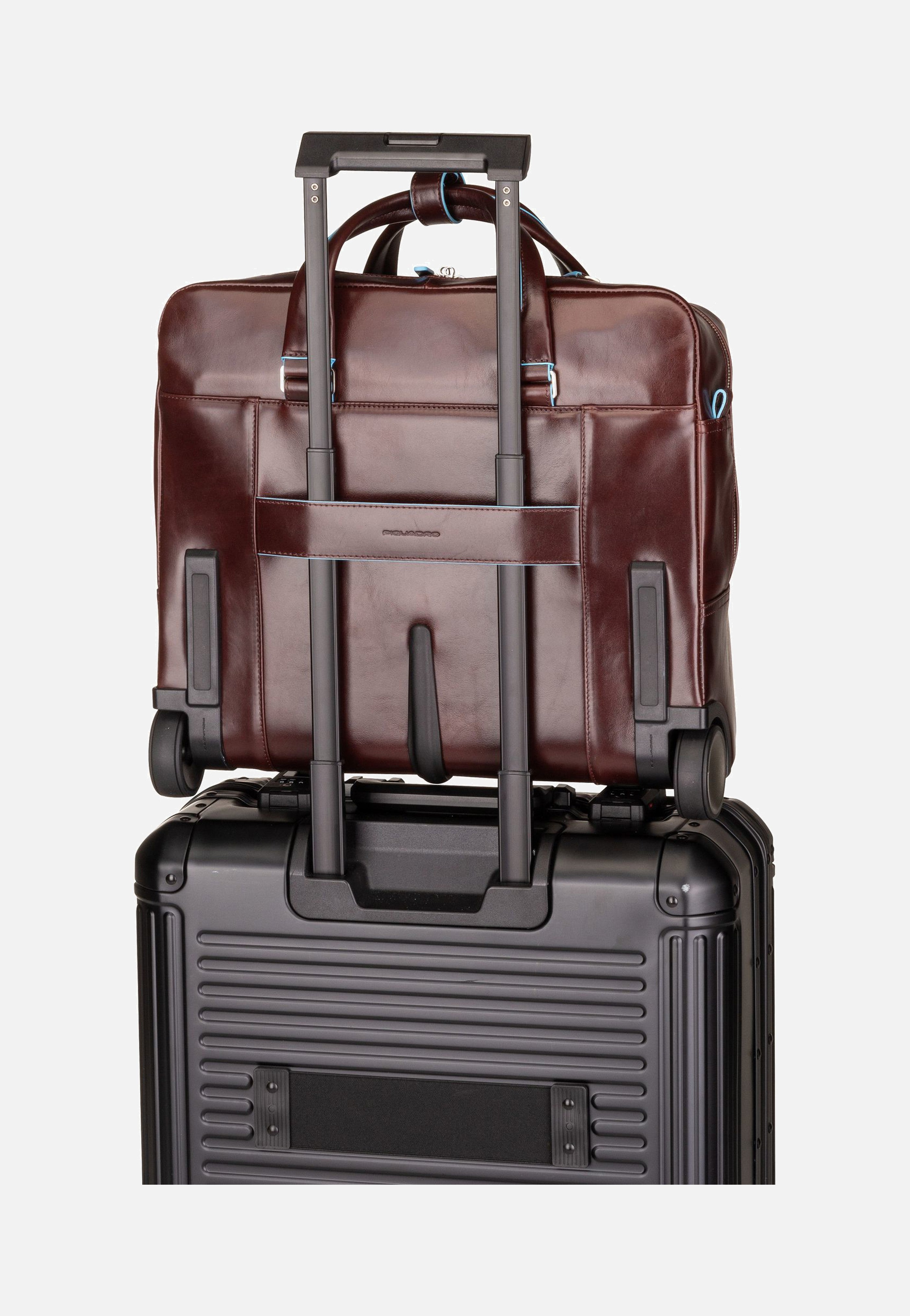 Piquadro - Blue Square Wheeled 4729 Mogano - Pilot Case | Men-Image