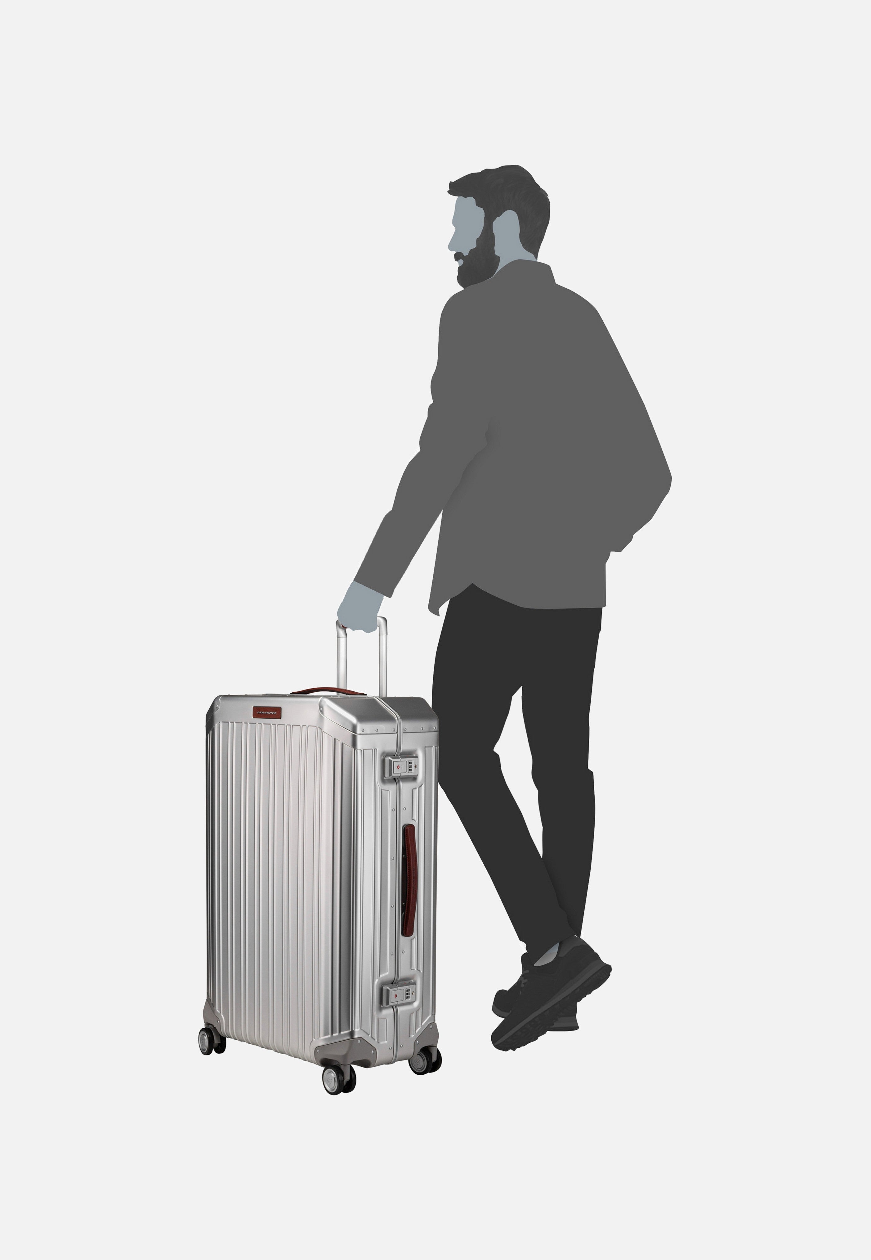 Piquadro PQ Alu Big Size Spinner Grigio-Cuoio Suitcase