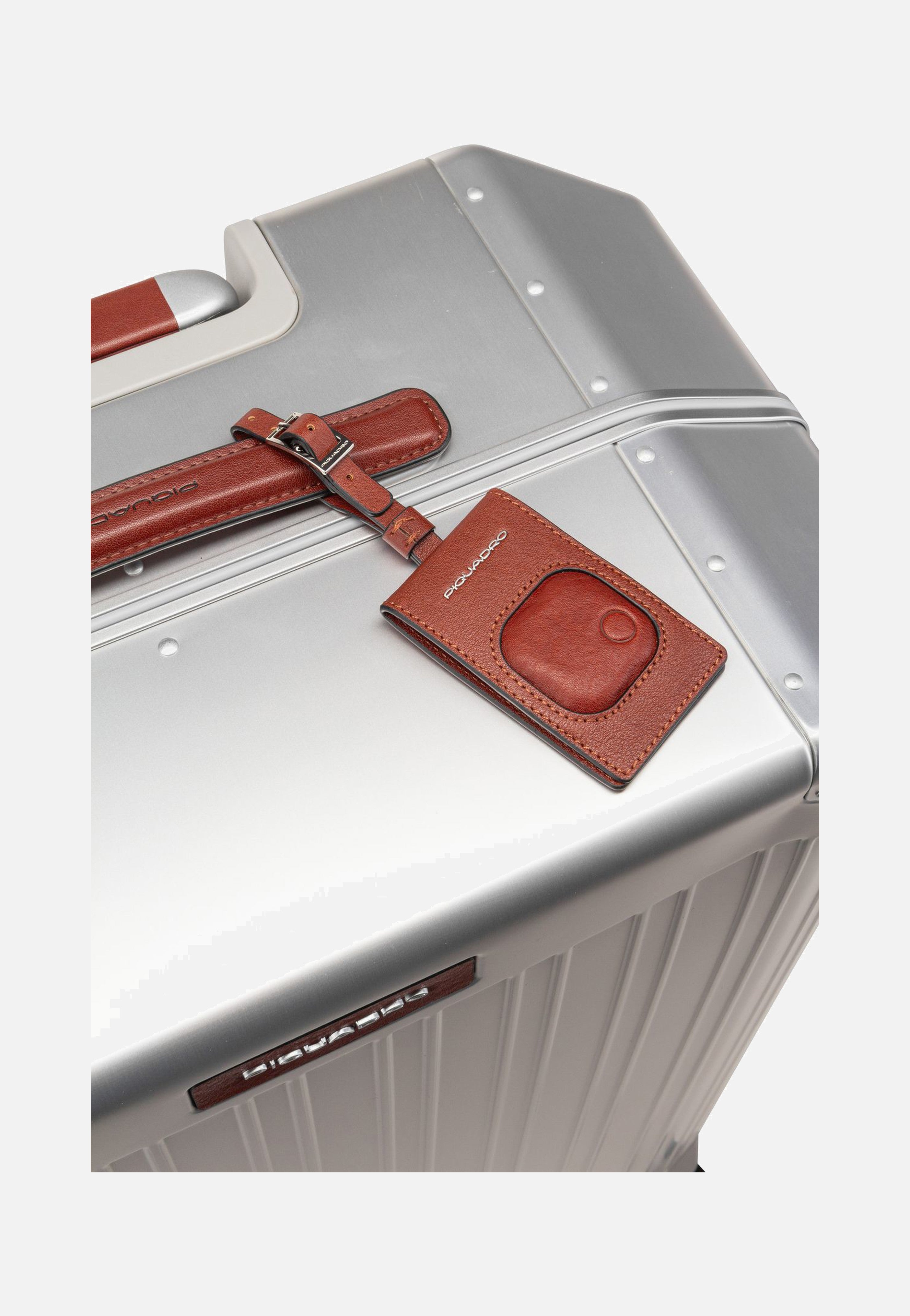 Piquadro - PQ Alu Medium Size Spinner Grigio-Cuoio - Suitcase | Neutral-Image