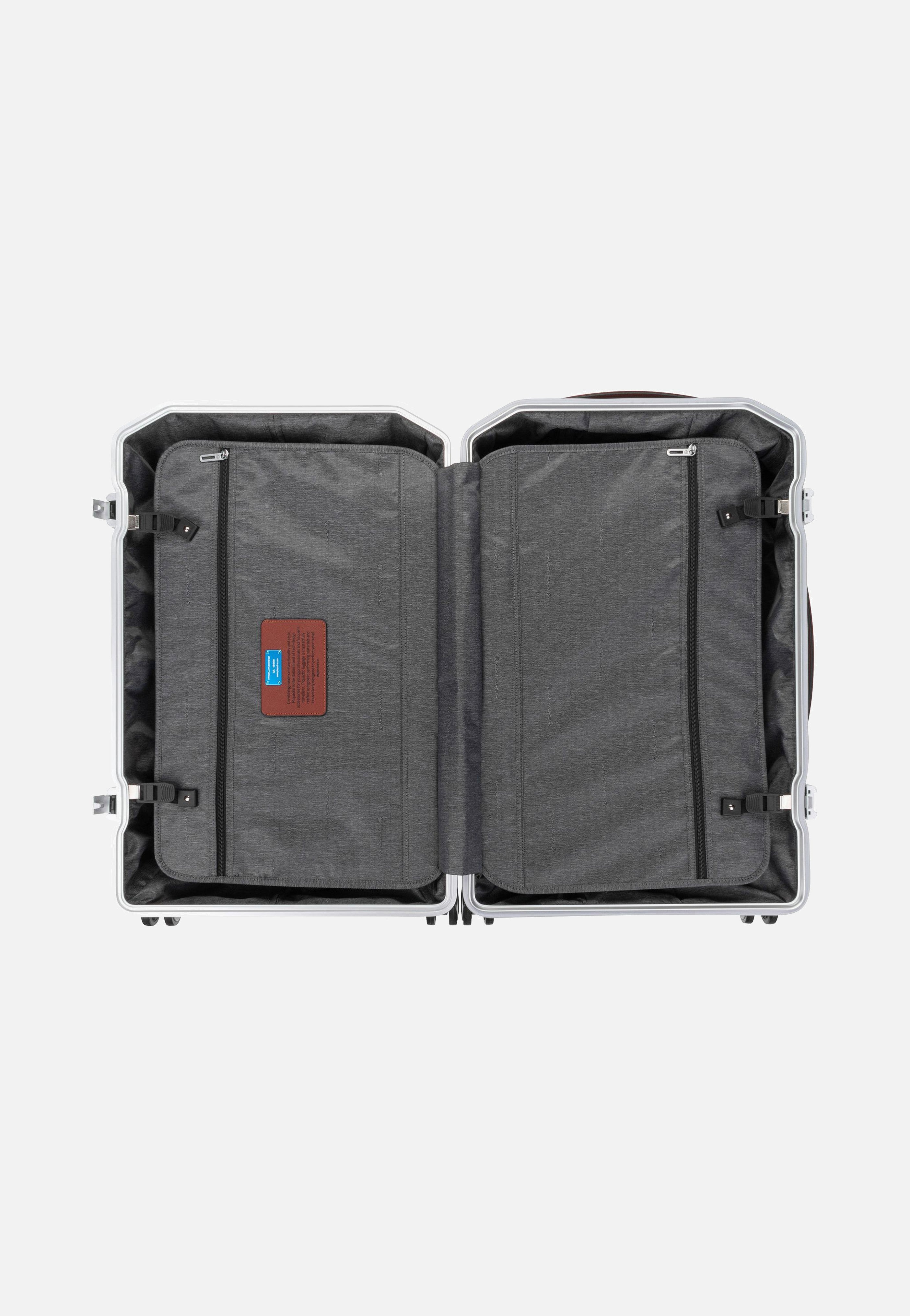 Piquadro - PQ Alu Medium Size Spinner Grigio-Cuoio - Suitcase | Neutral-Image