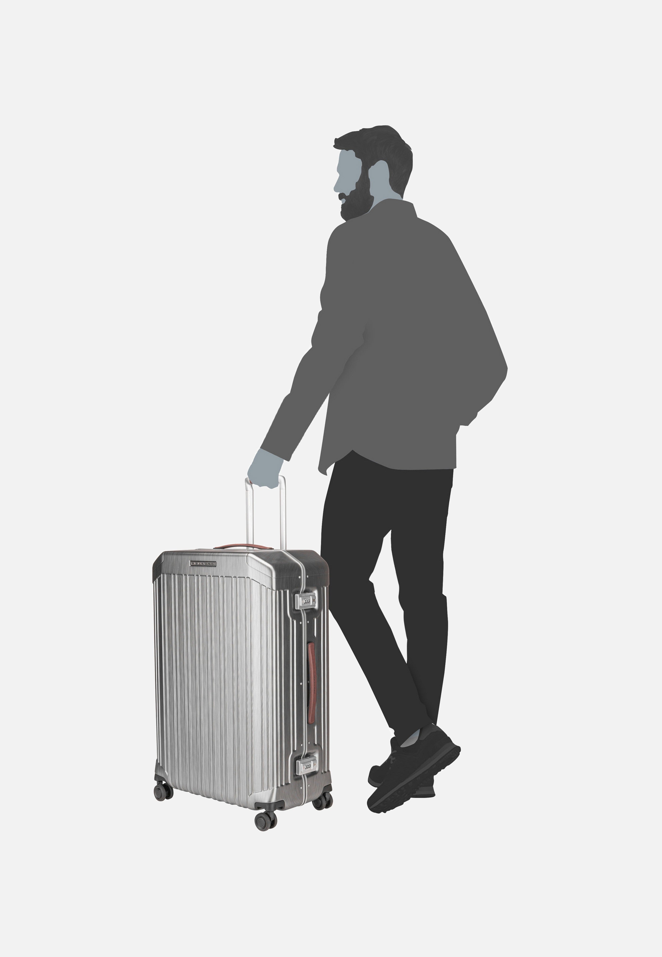 Piquadro - PQ-LM Big Spinner 4428 Nero-Cuoio - Suitcase | Neutral-Image