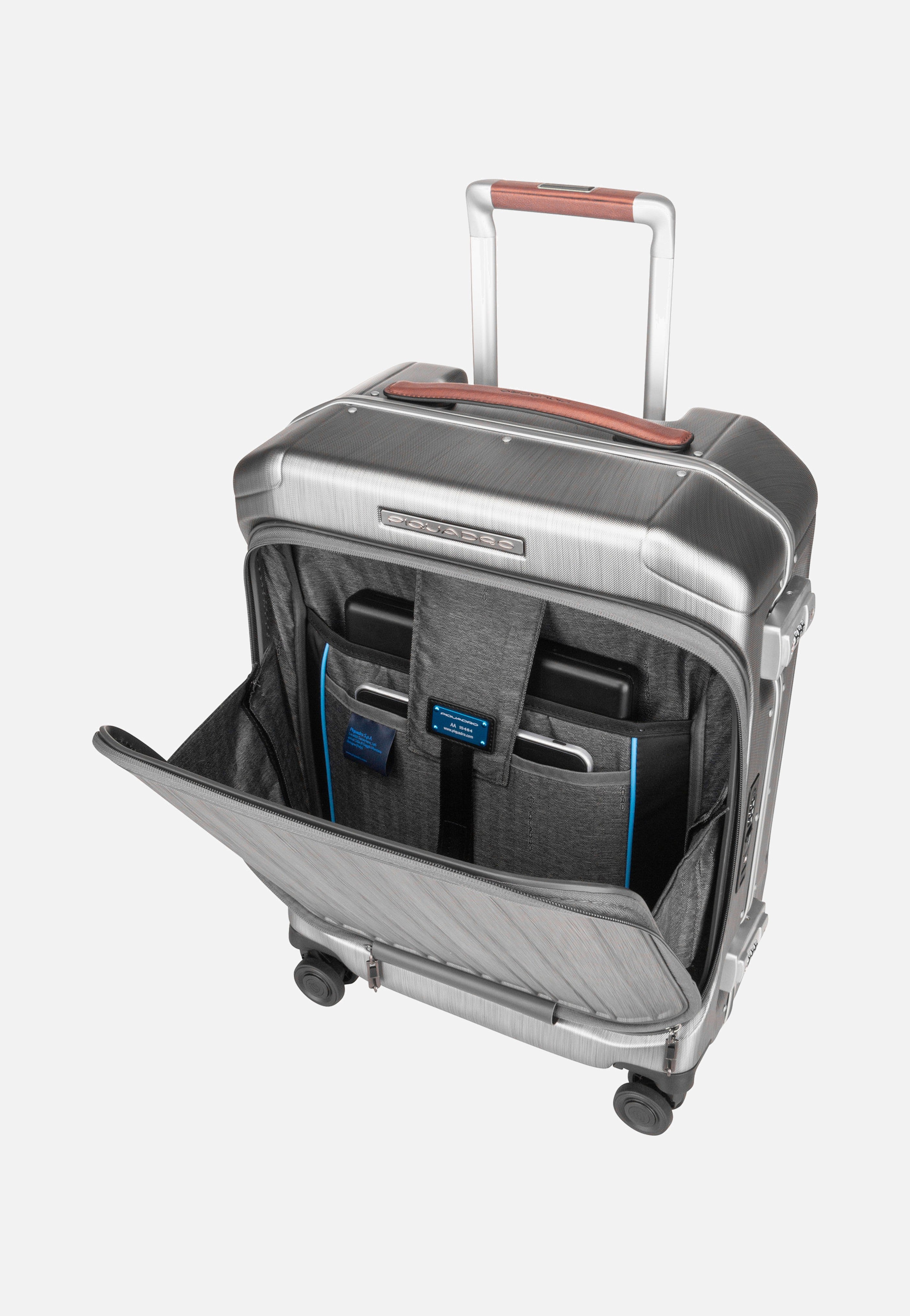 Piquadro - PQ-LM Cabin Spinner 4426 with Front Pocket Nero-Cuoio - Suitcase | Neutral-Image
