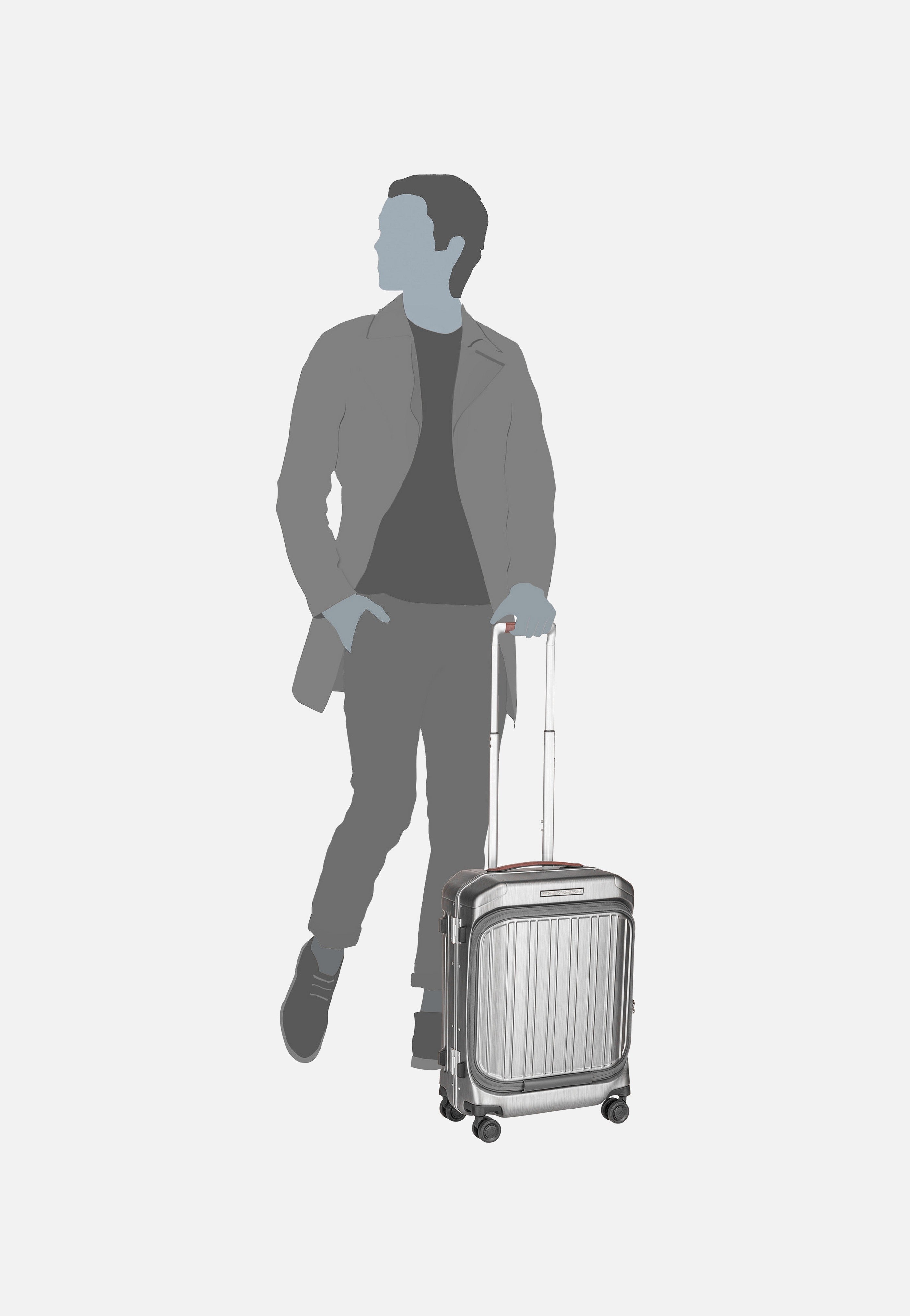 Piquadro - PQ-LM Cabin Spinner 4426 with Front Pocket Nero-Cuoio - Suitcase | Neutral-Image