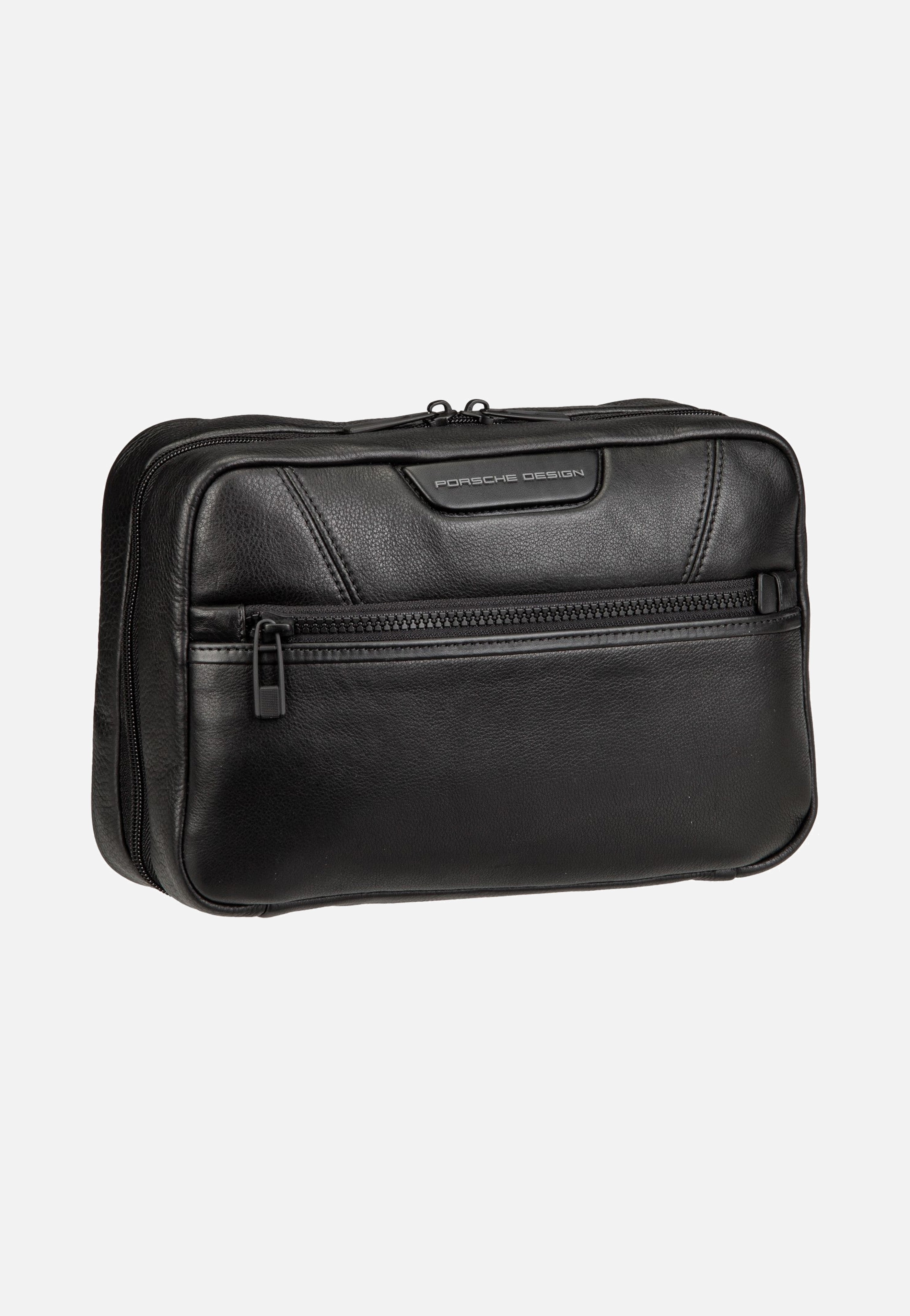 Porsche Design - Roadster Leather Evo Washbag Black - Toiletry Bag | Men-Image