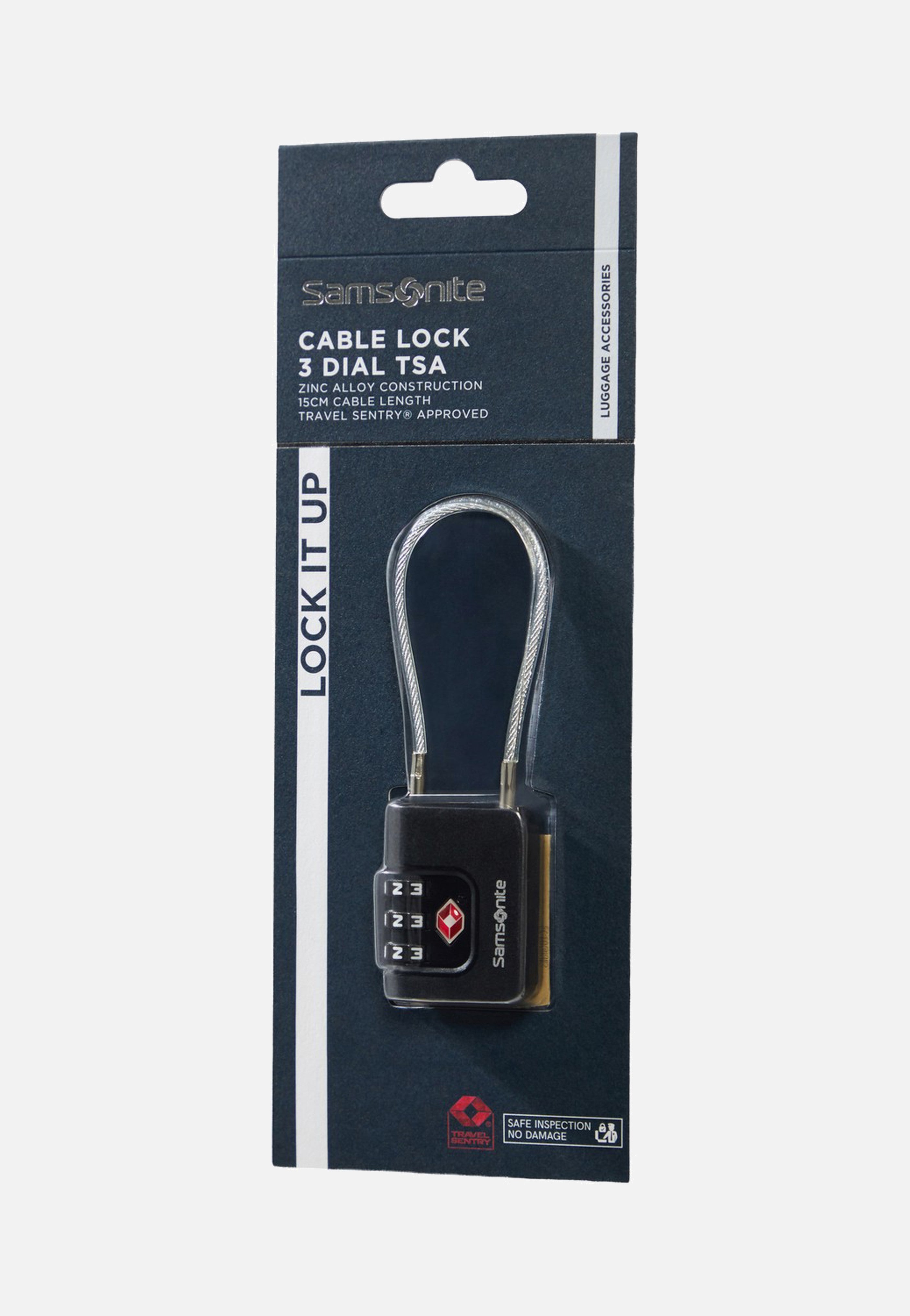 Samsonite Cablelock 3 Dial TSA Black Lock-Onesize