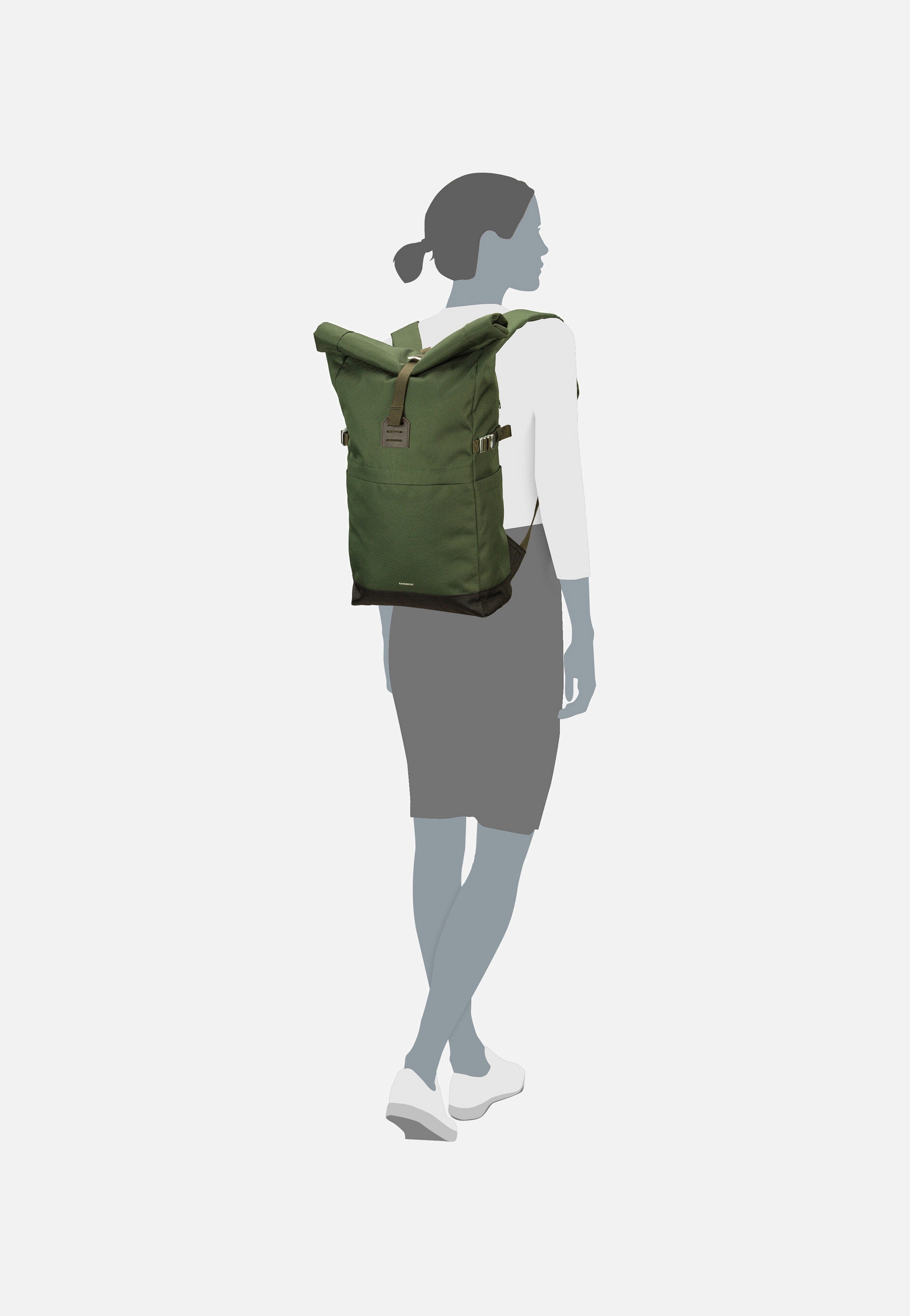 Sandqvist Icon Rolltop BP M Dawn Green Rolltop Backpack