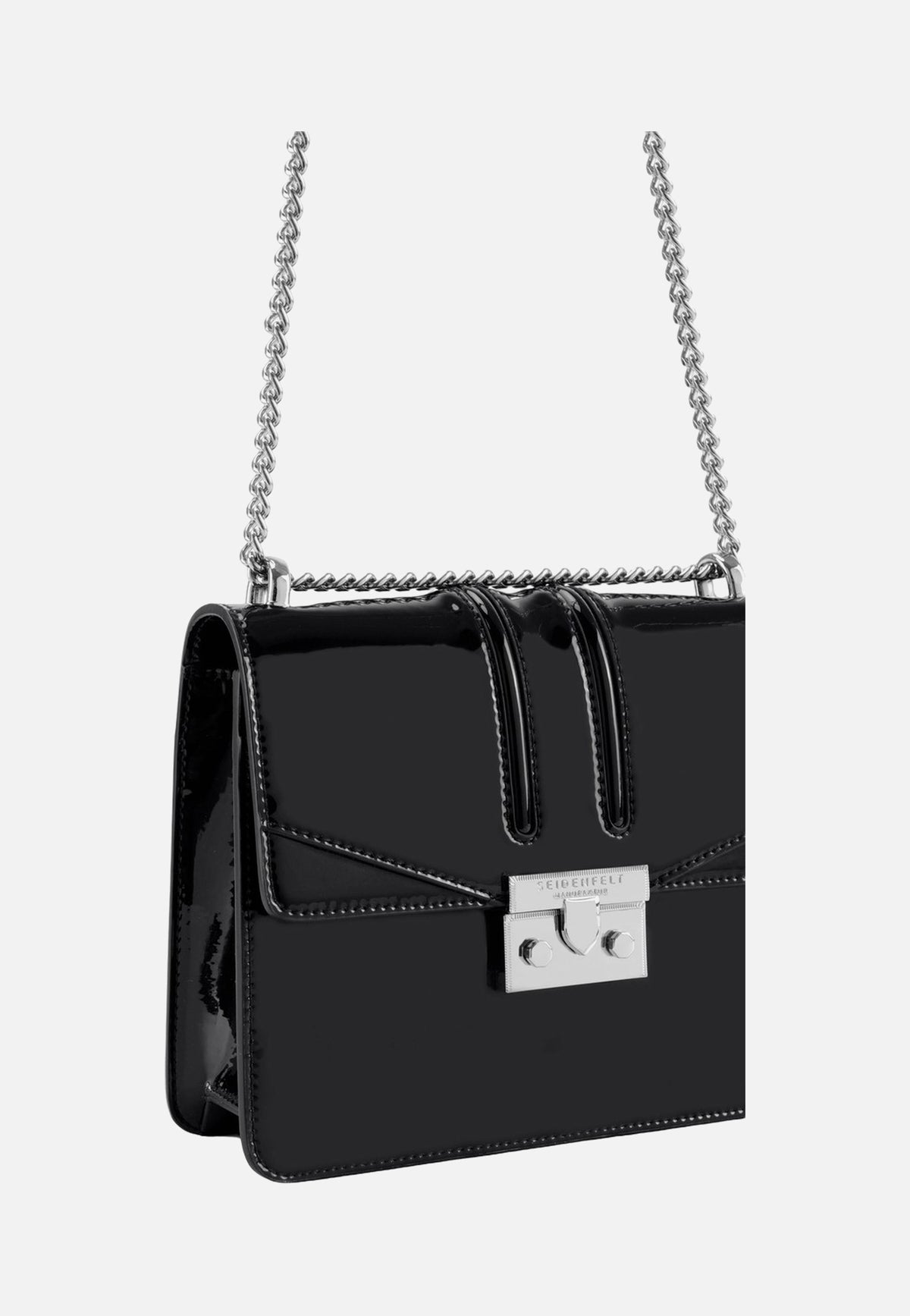 Seidenfelt Roros Mirror Patent Black Evening Bag