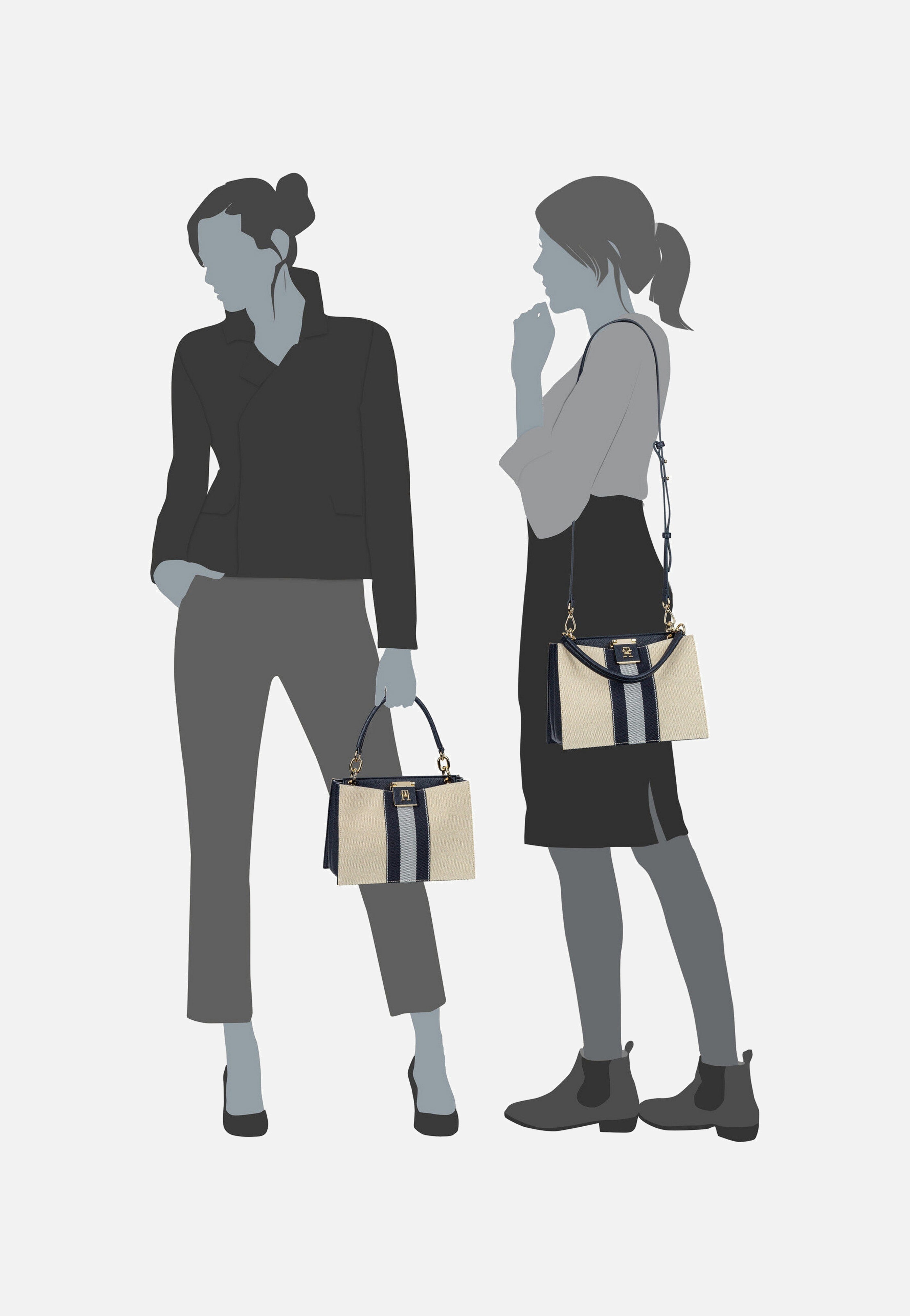 Tommy Hilfiger - TH Her Mini Stripes 17435 SP25 Space Blue Canvas Mix - Handle Bag | Women-Image