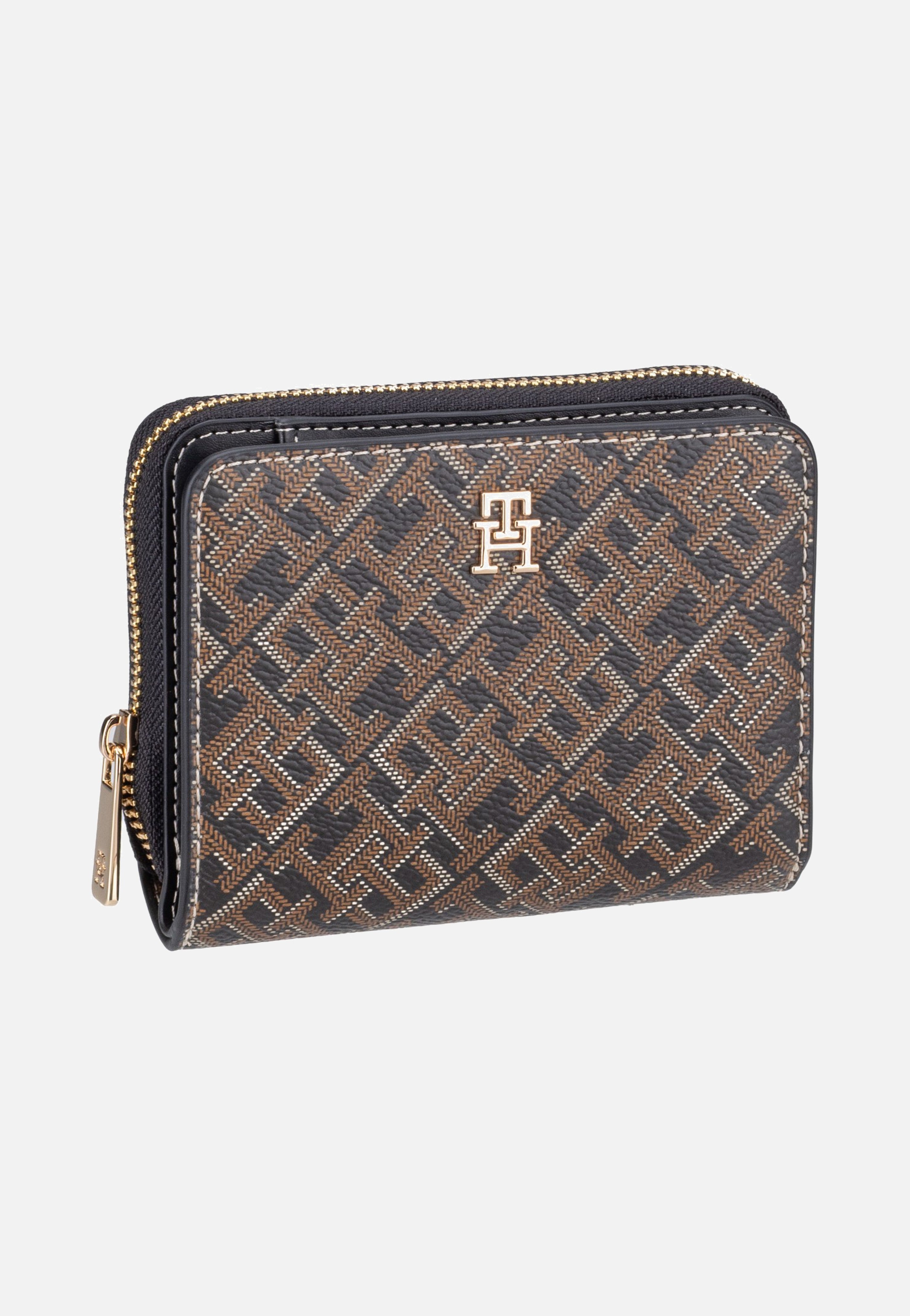 Tommy Hilfiger TH Icon Med Za W/Flap Mono Print Black Mix Wallet