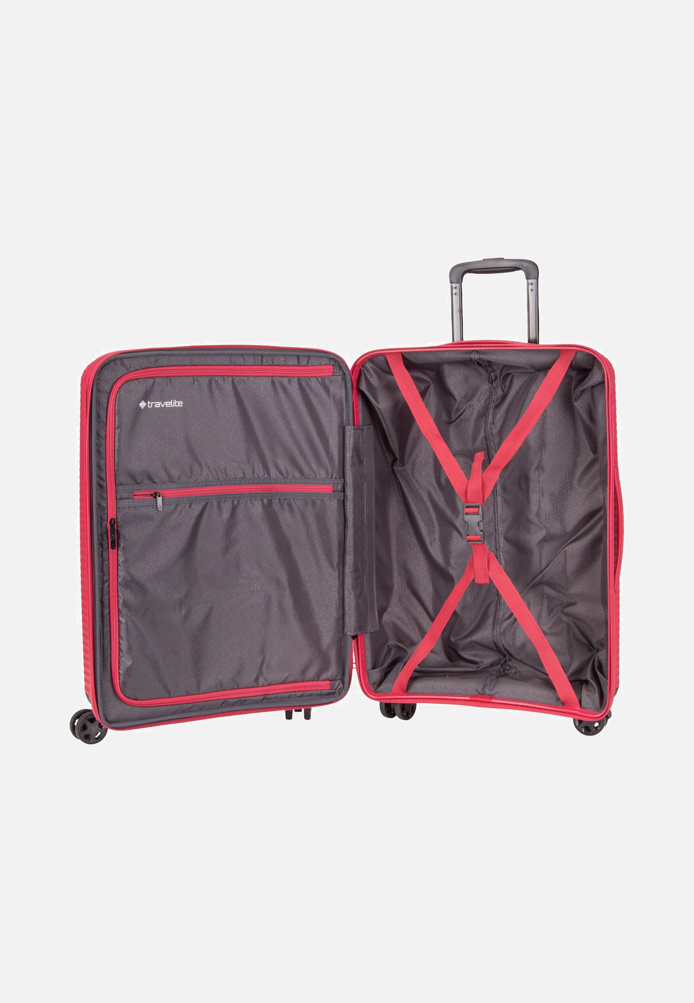 travelite Air Stripe Trolley 4w M exp. Red Suitcase