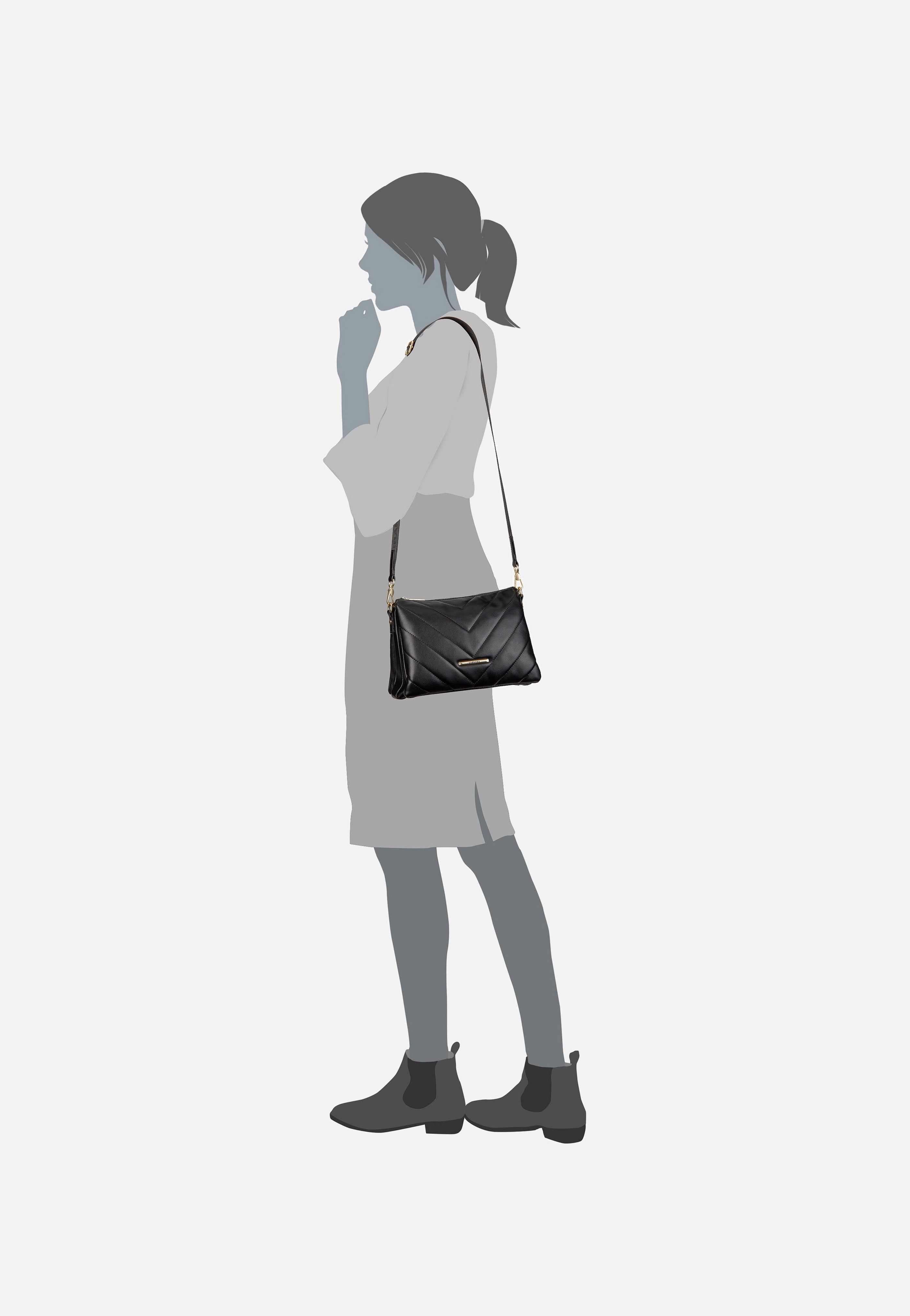 travelite Barbara Cozy CB Trio Schwarz Crossbody Bag  