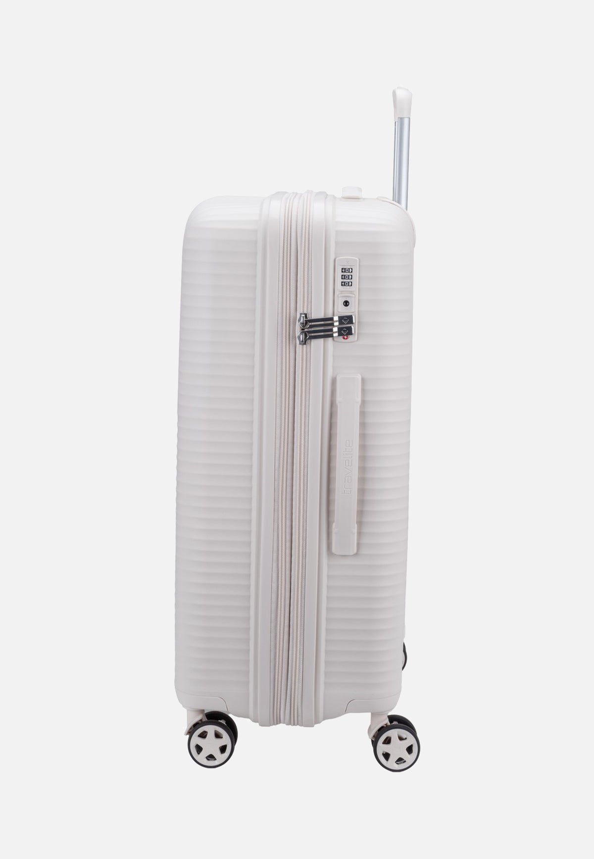 travelite Air Stripe Trolley 4W M Exp. Off-White Valigia