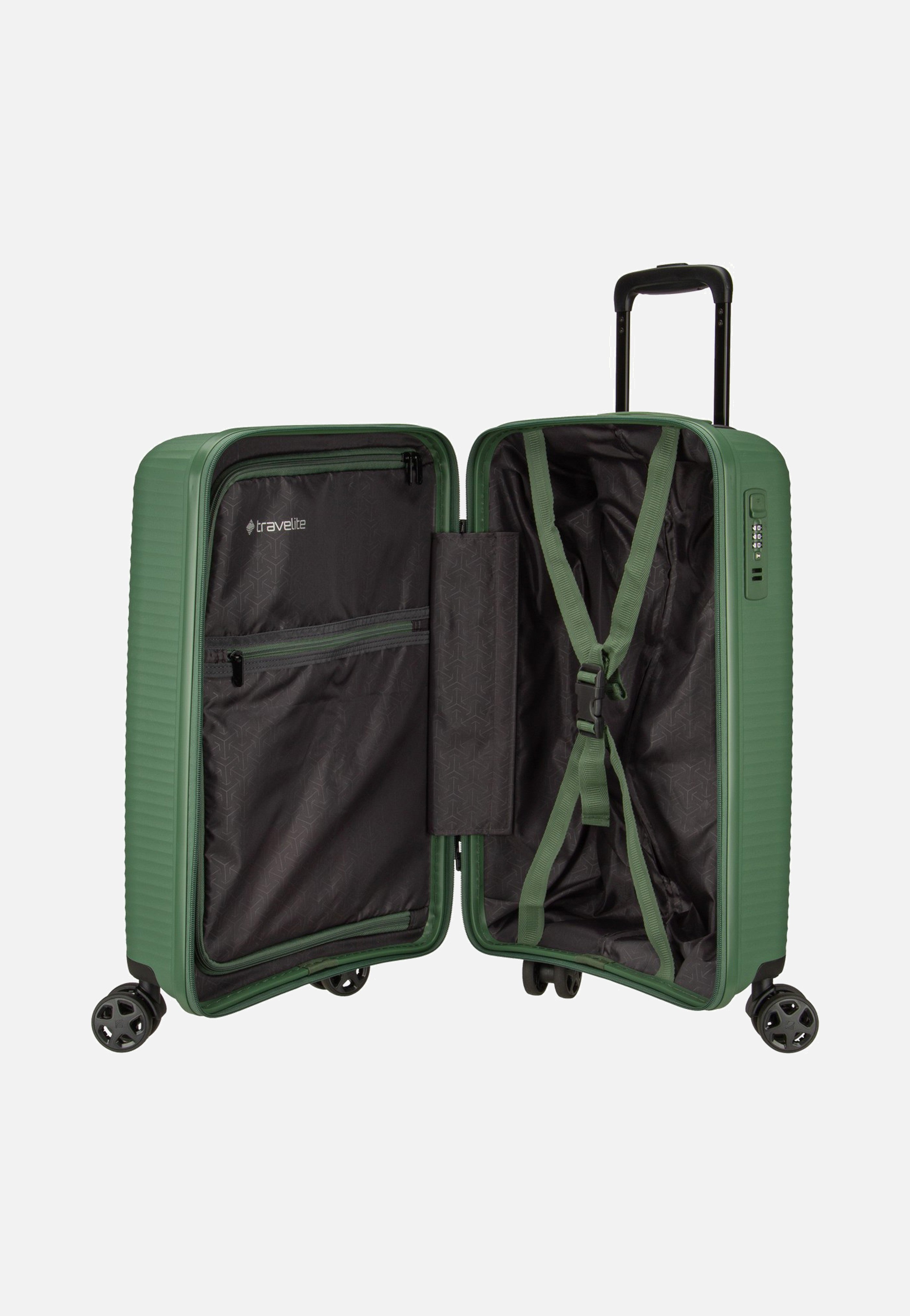 travelite Air Stripe Trolley 4W S Slim Green Suitcase
