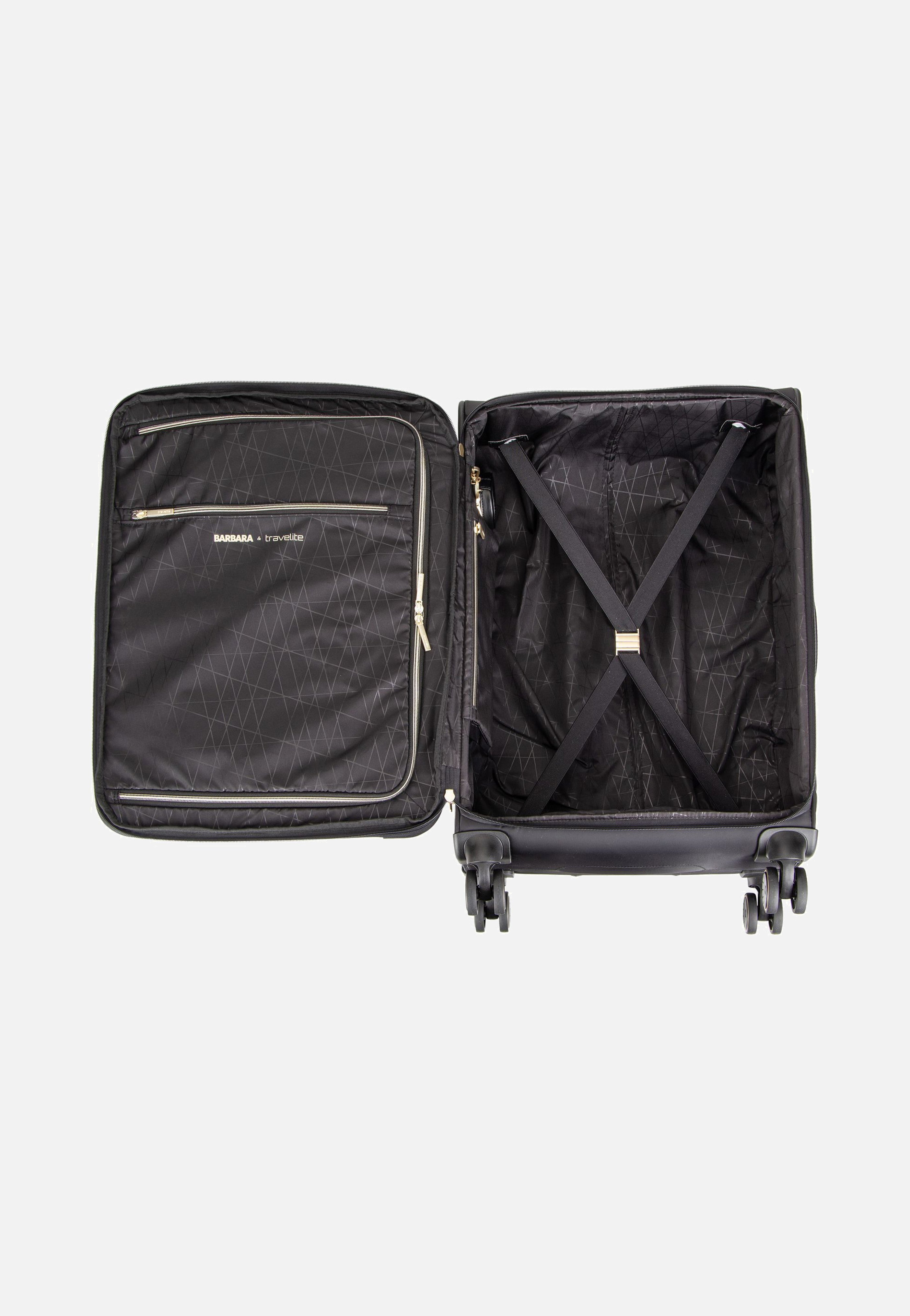 travelite Barbara Stepp 4W Trolley M Exp Black Suitcase