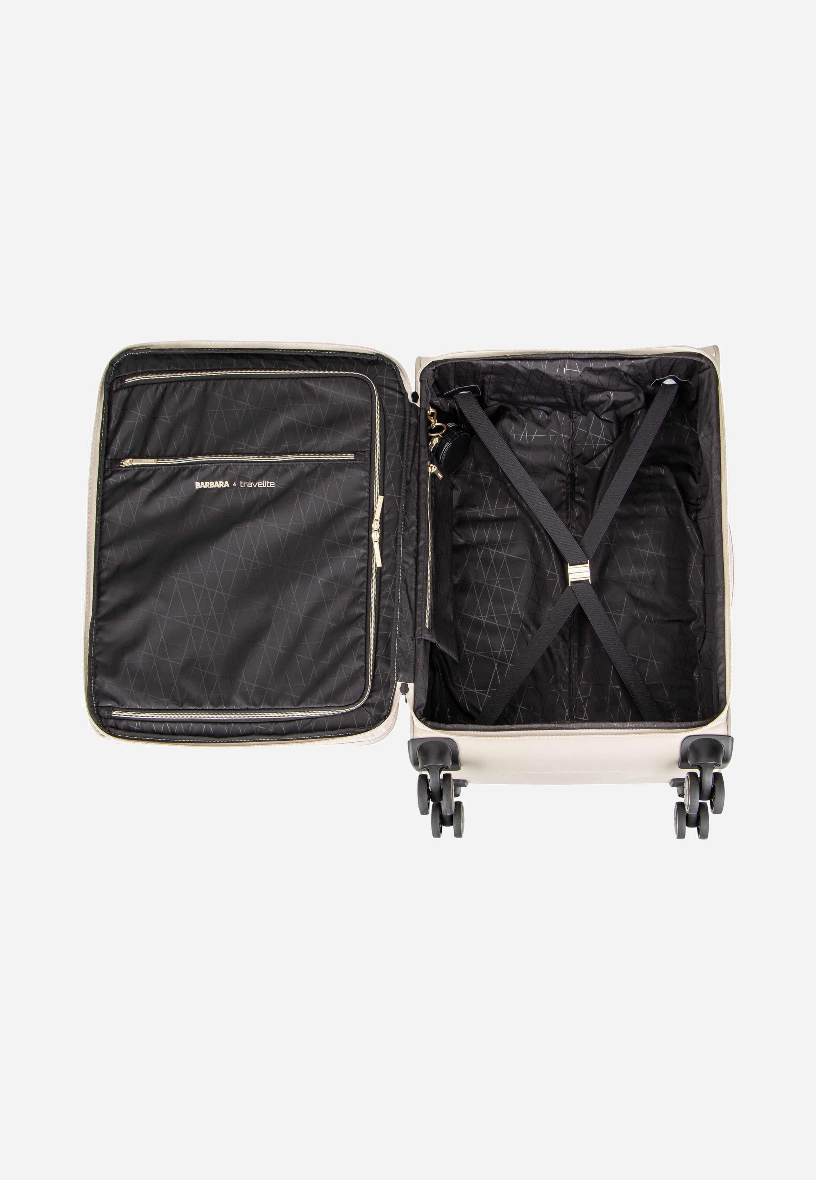 travelite Barbara Stepp 4W Trolley M Exp Satin Nude Suitcase
