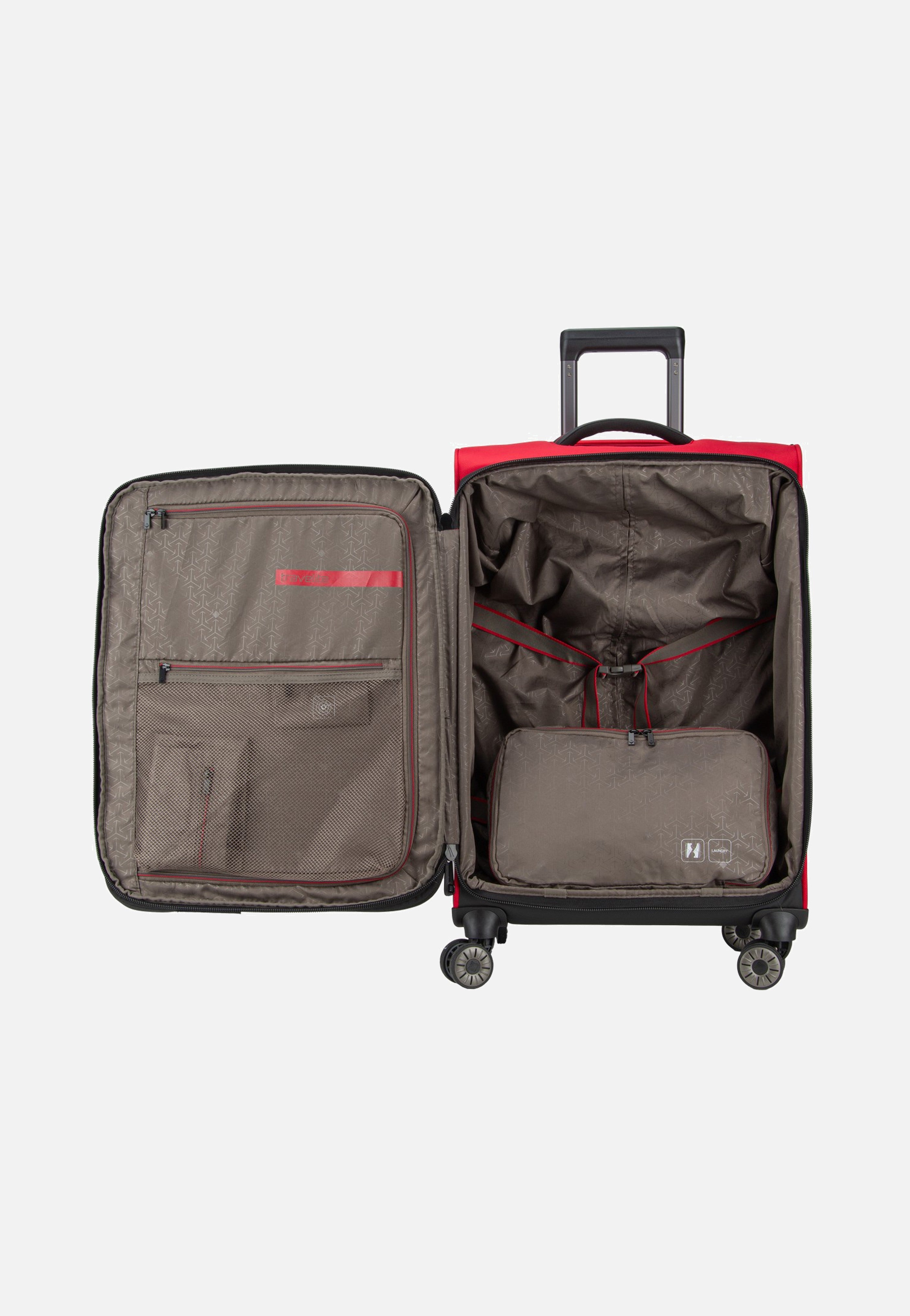 travelite Crosslite 4W Trolley M Exp. Red Suitcase