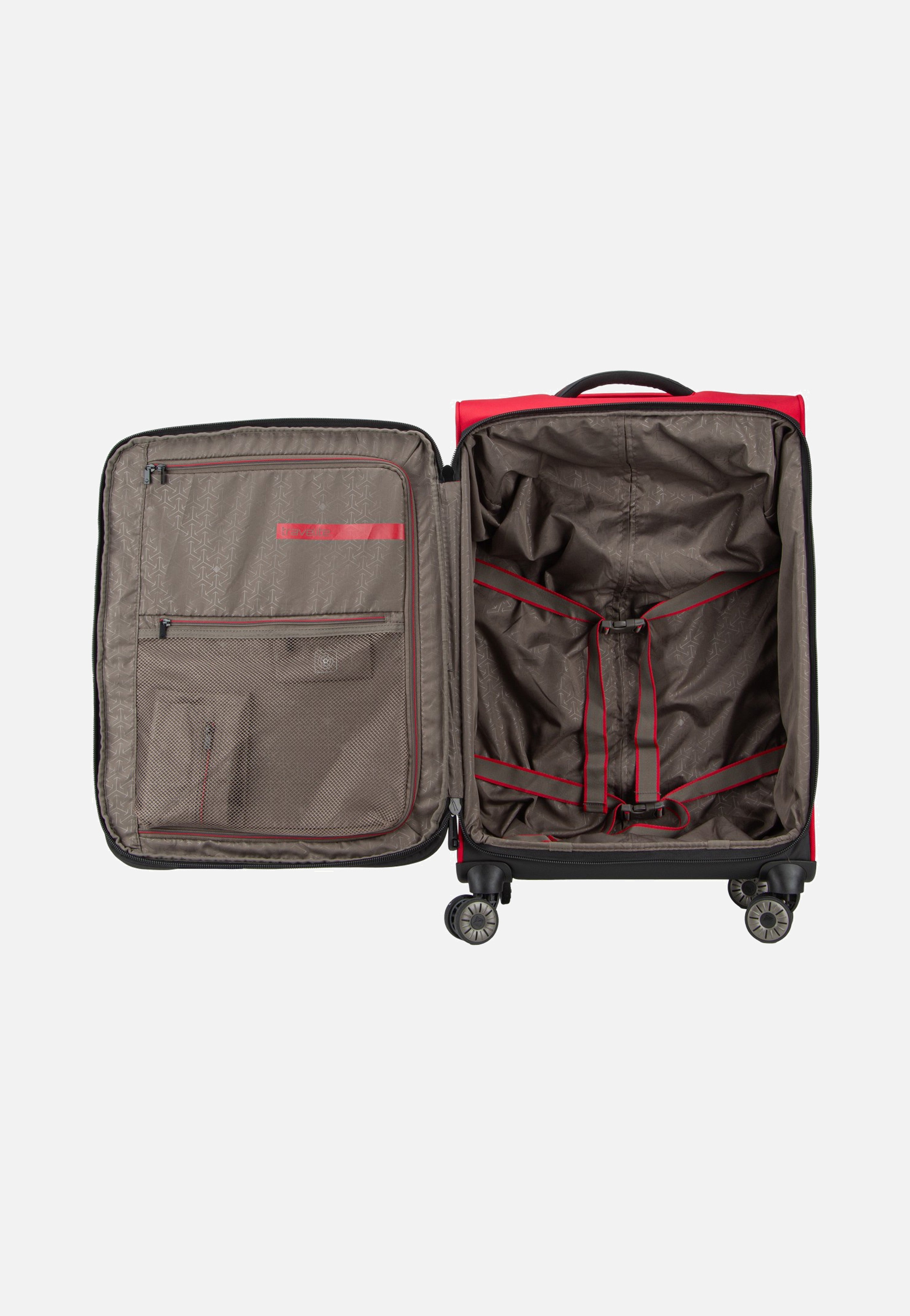 travelite Crosslite 4W Trolley M Exp. Red Suitcase