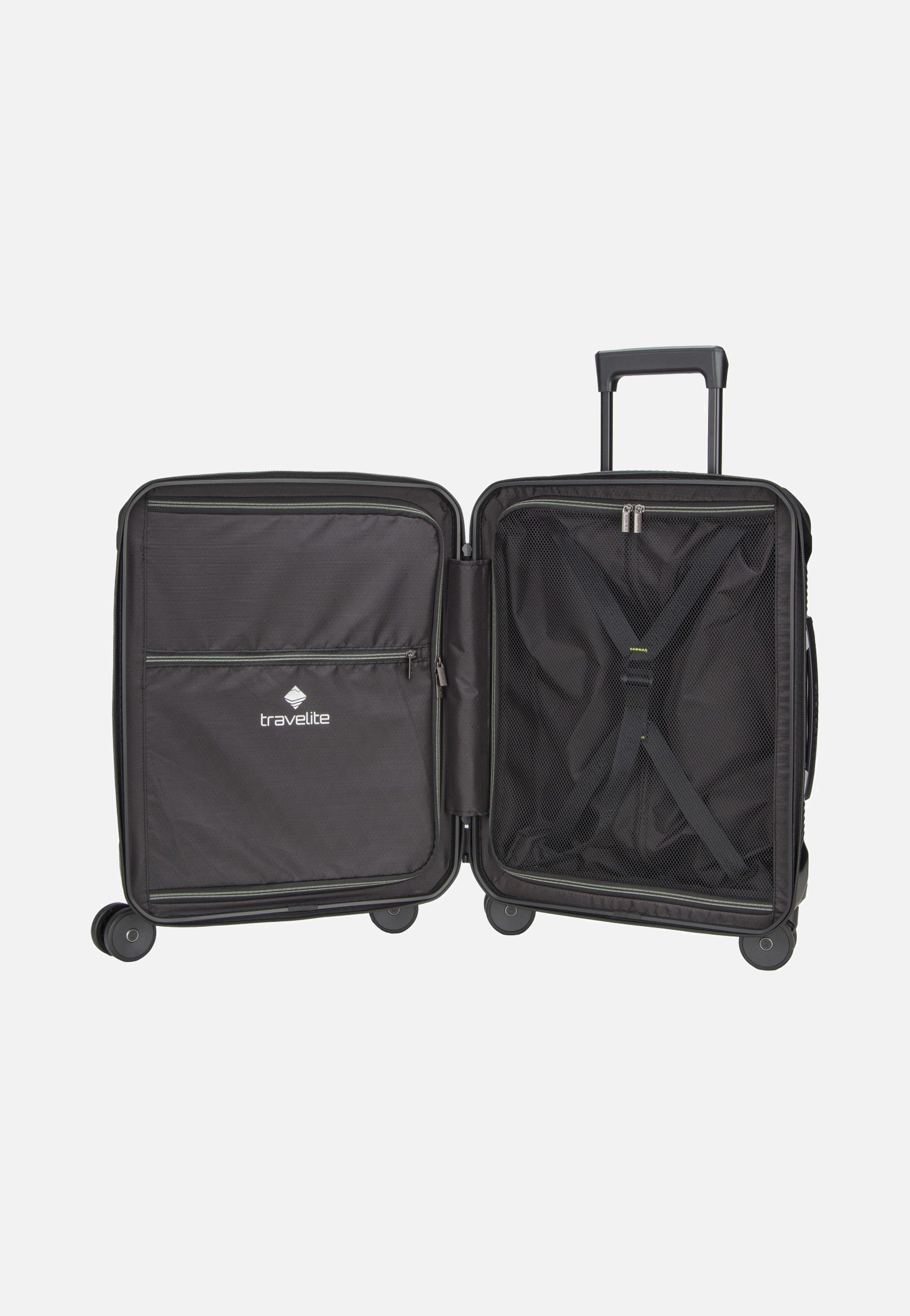 travelite Millennium Trolley 4W S Front Pocket Black Suitcase