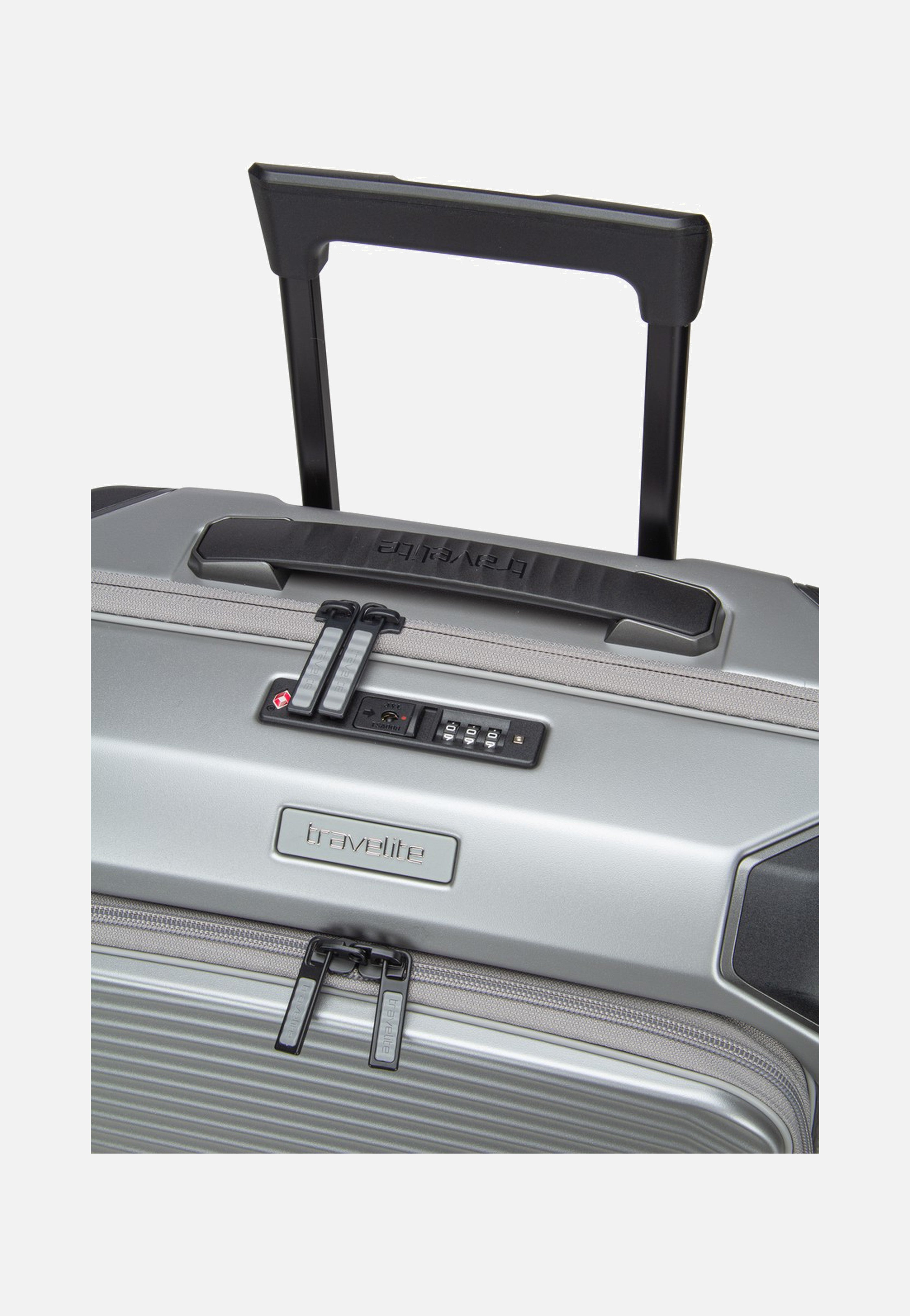 travelite Millennium Trolley 4W S Front Pocket Silver Suitcase