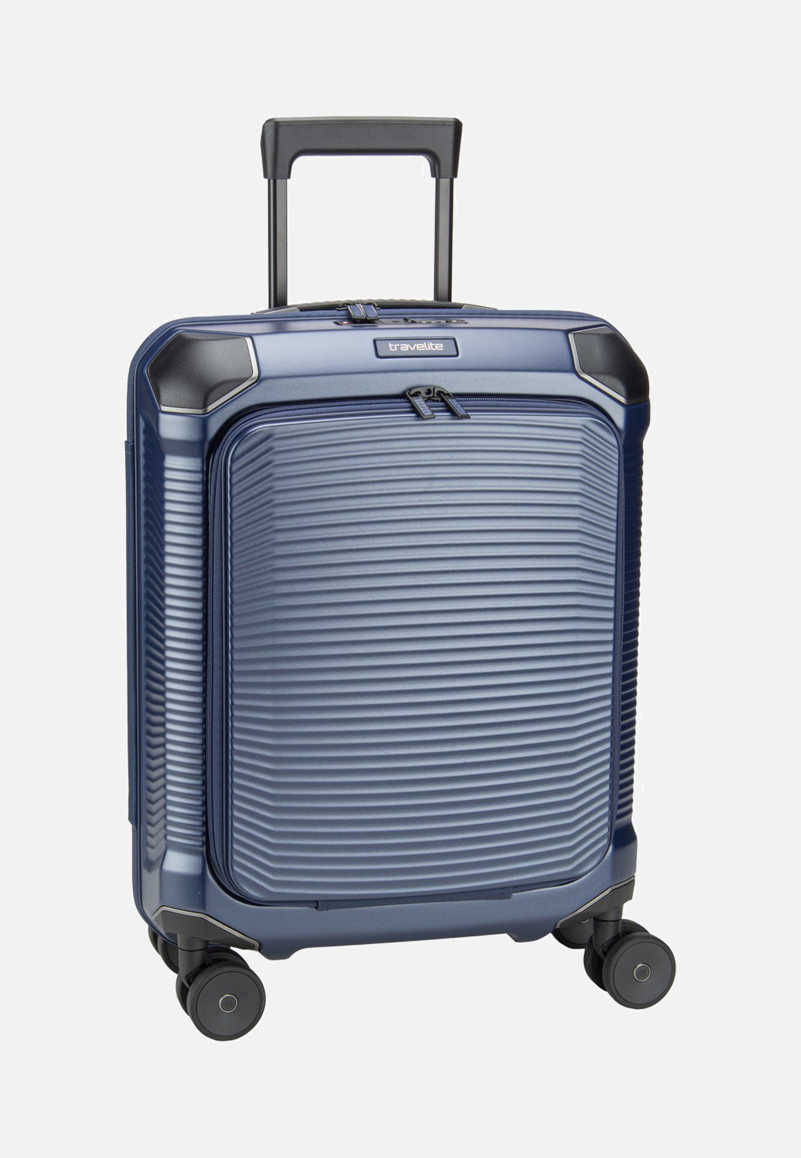 travelite Millennium Trolley 4W S Front Pocket Navy Suitcase